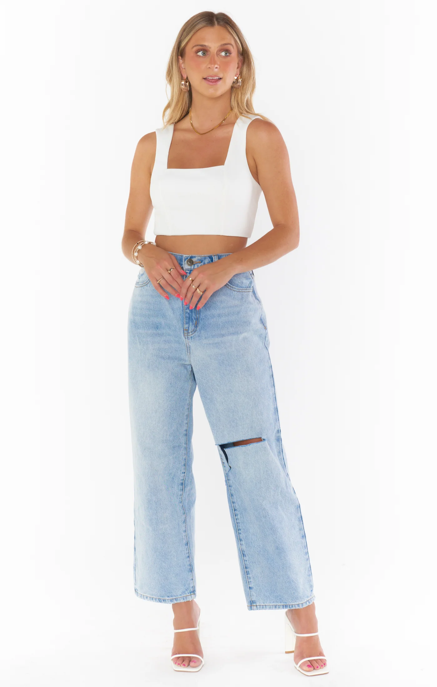 Ansley Crop Top ~ White Stretch - Image 4