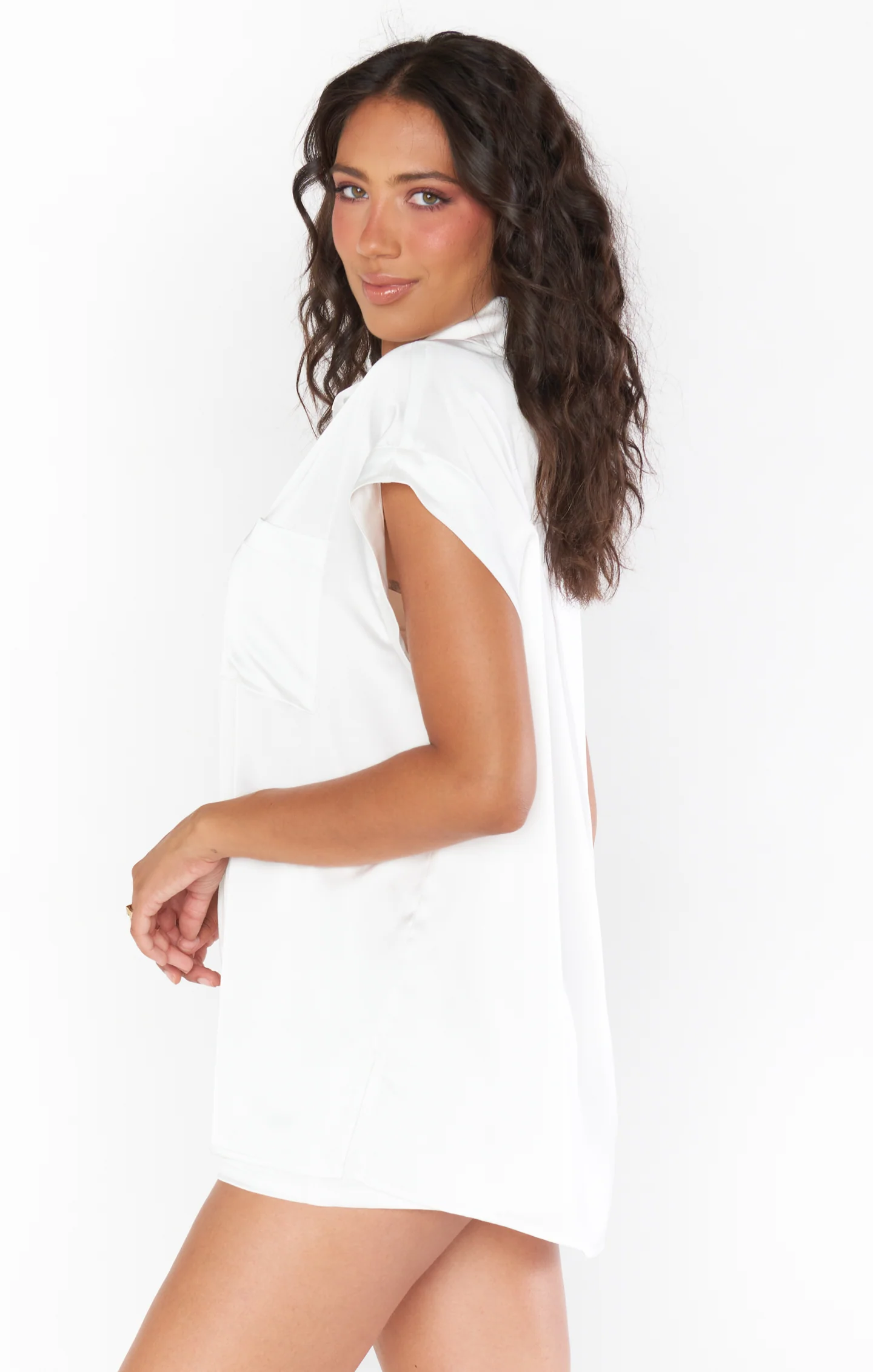 Best Day Button Up ~ Ivory Luxe Satin - Image 3