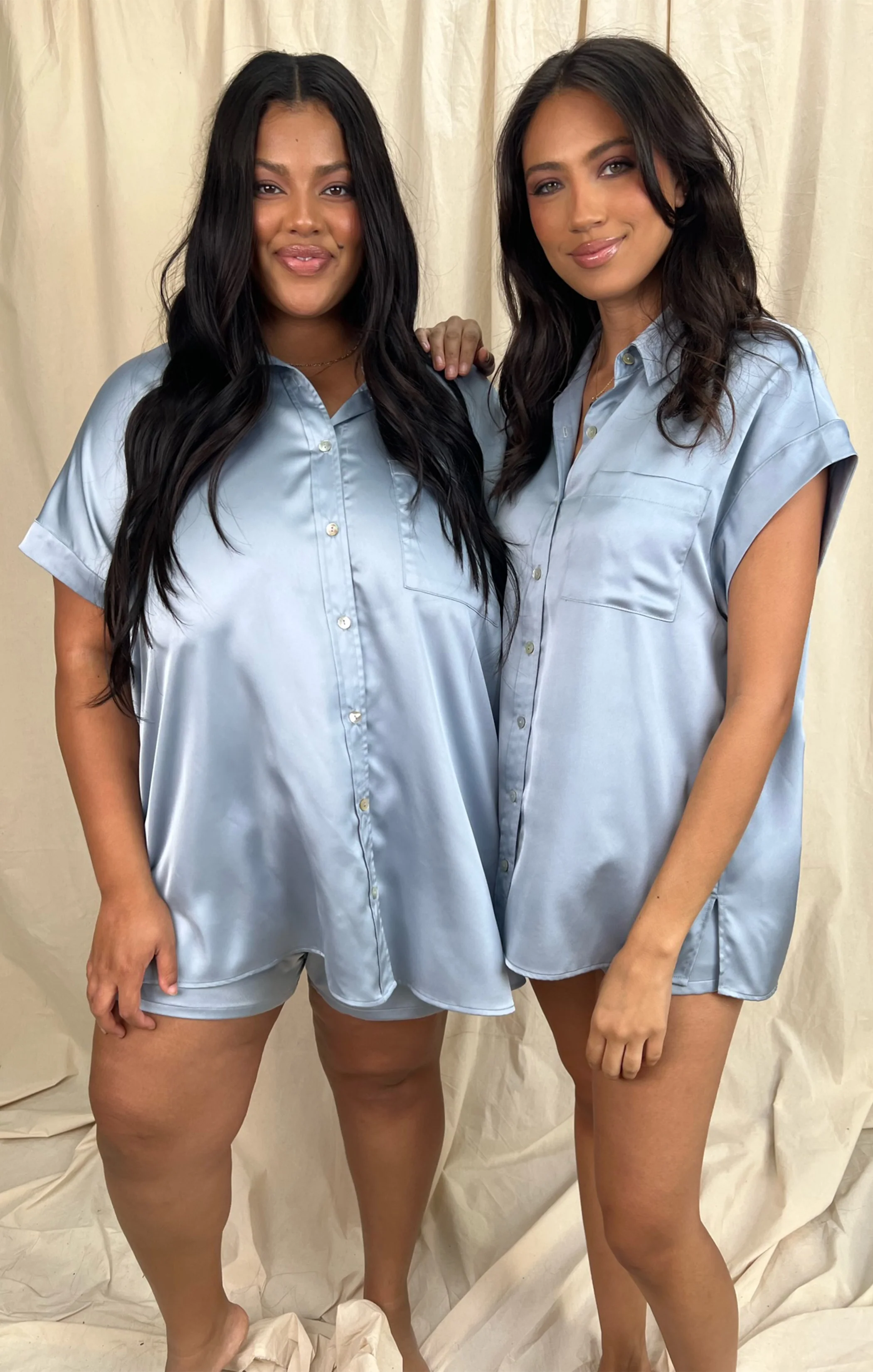 Best Day Button Up ~ Steel Blue Luxe Satin - Image 4