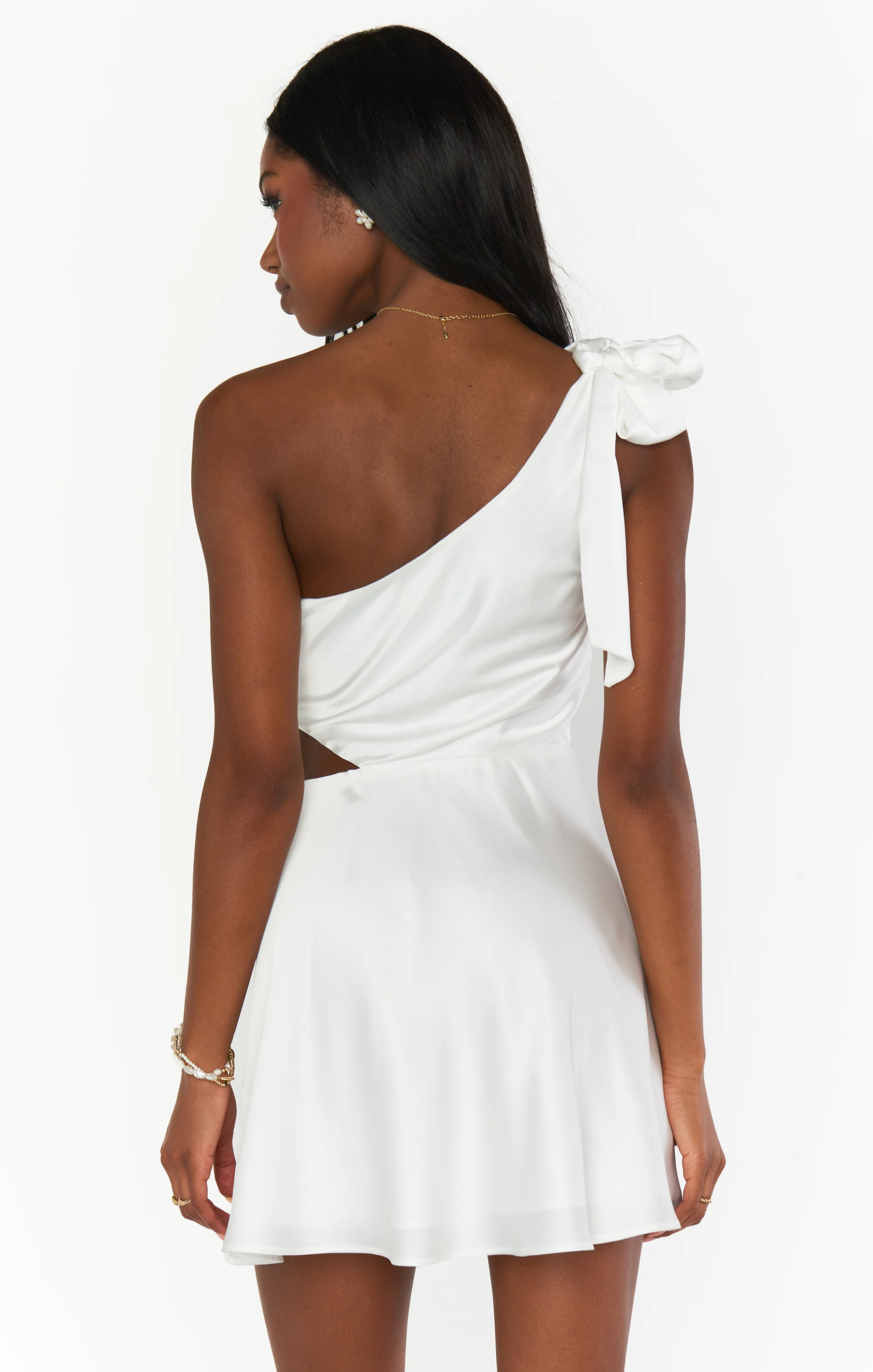Betsy Bow Mini Dress ~ Ivory Luxe Satin - Image 8