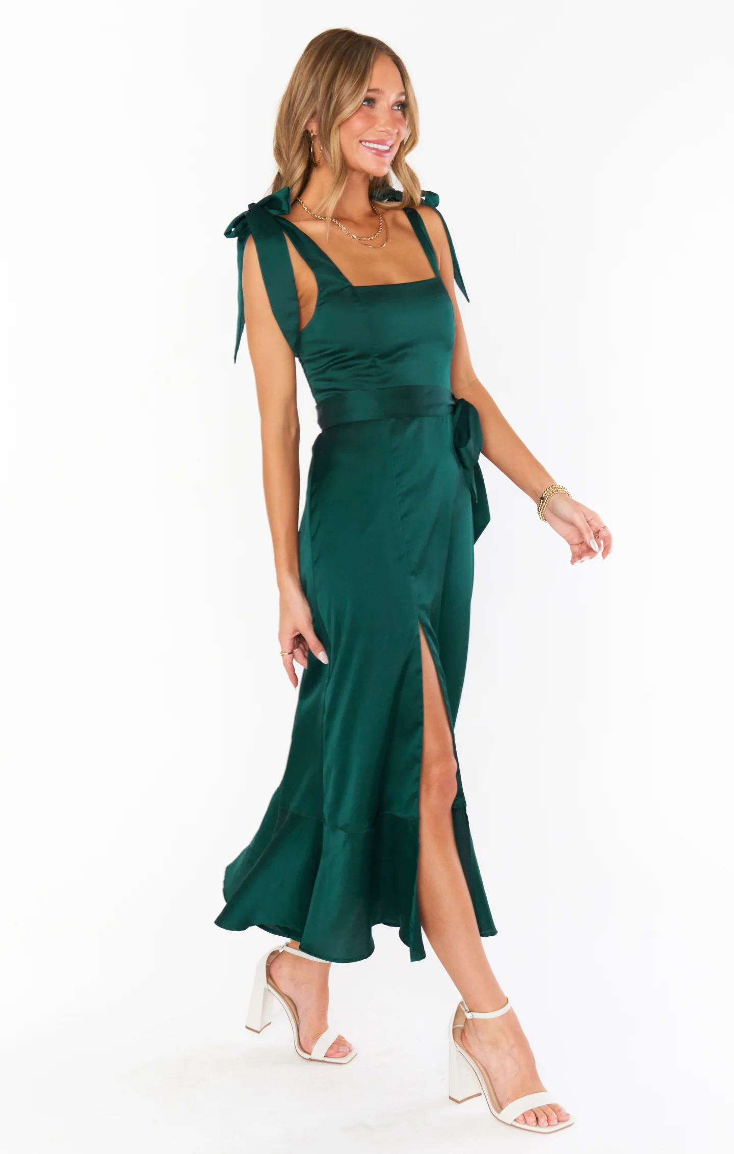Claire Midi Dress ~ Deep Emerald Luxe Satin - Image 3