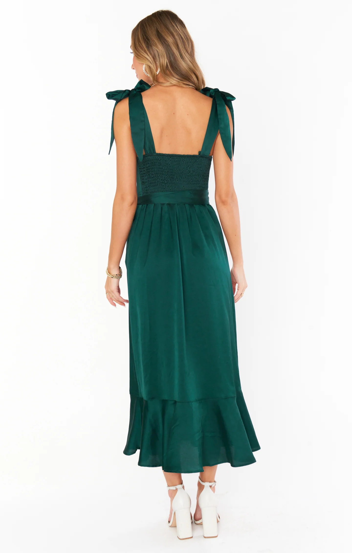 Claire Midi Dress ~ Deep Emerald Luxe Satin - Image 4