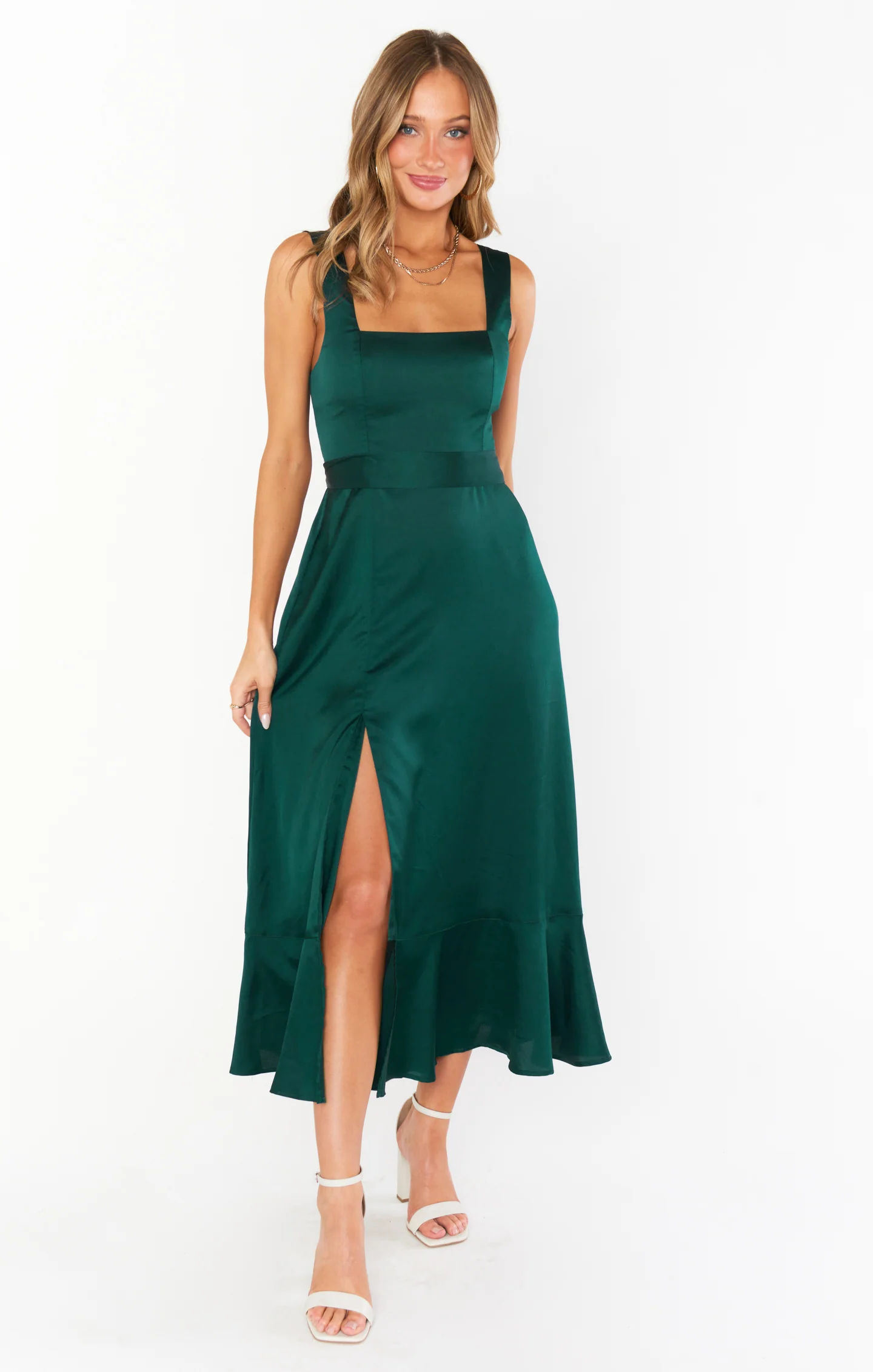 Claire Midi Dress ~ Deep Emerald Luxe Satin - Image 6