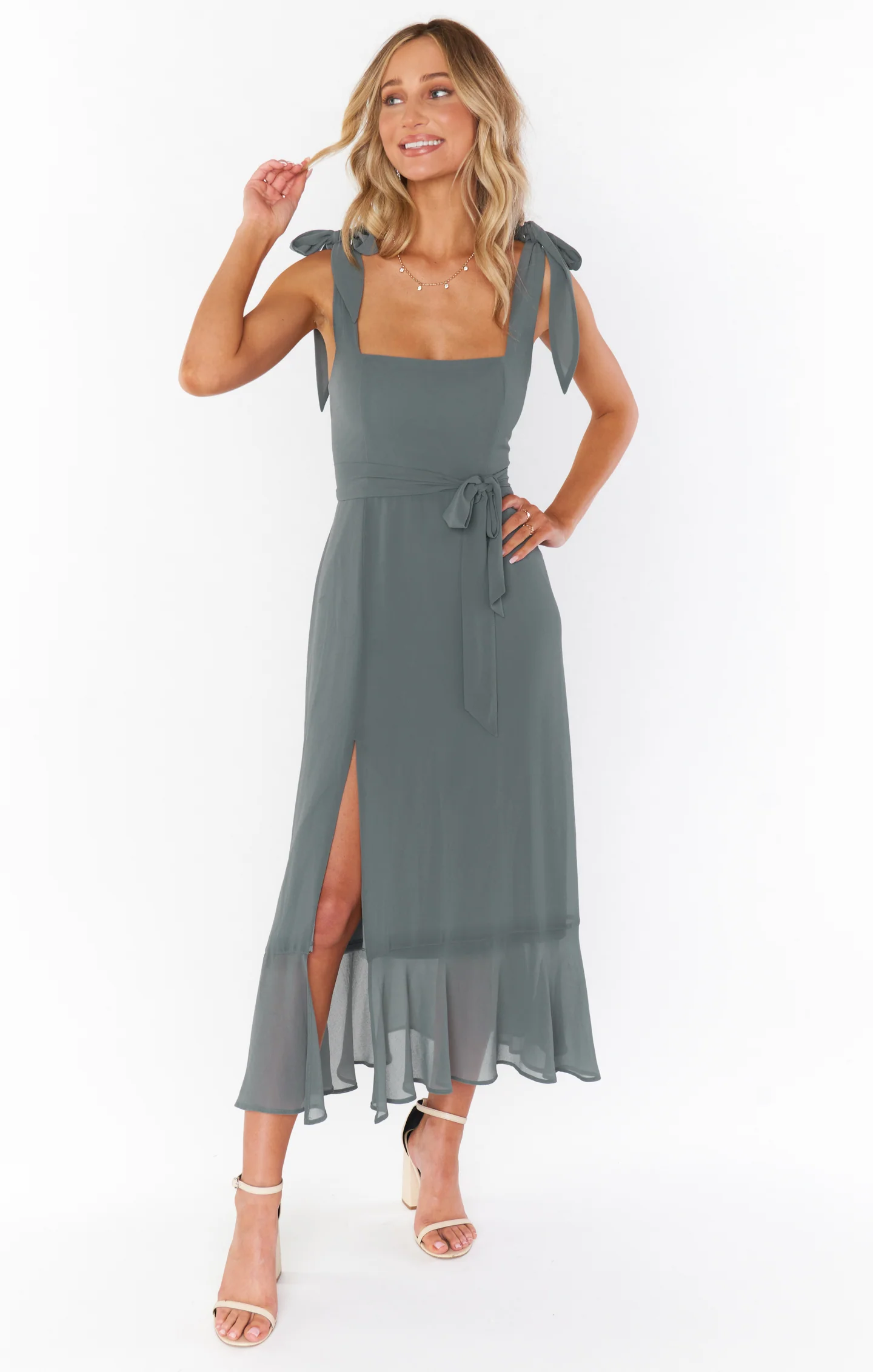 Claire Midi Dress ~ Deep Sage Chiffon - Image 12