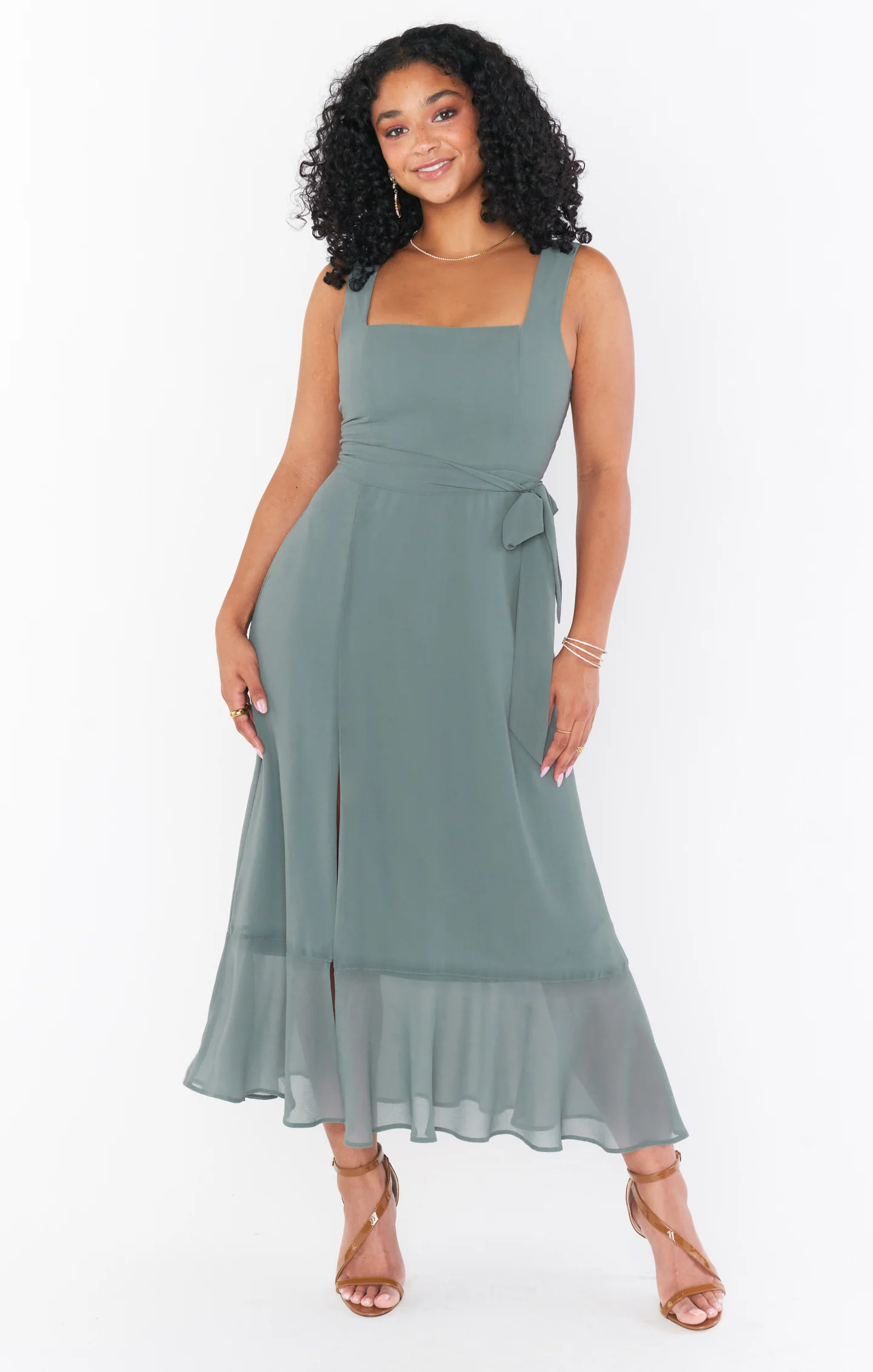 Claire Midi Dress ~ Deep Sage Chiffon - Image 14