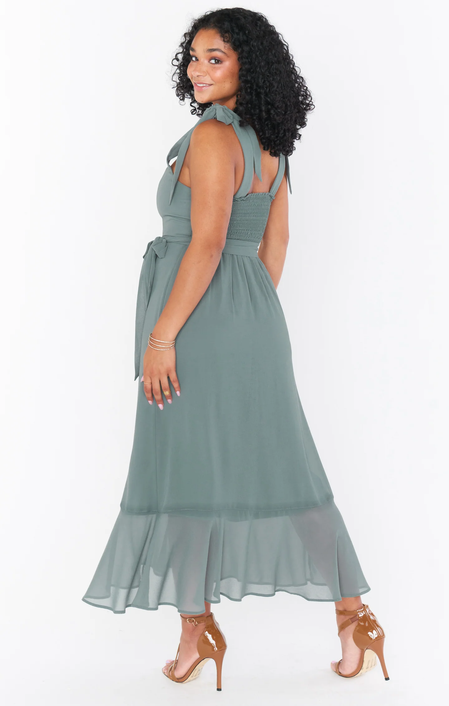 Claire Midi Dress ~ Deep Sage Chiffon - Image 17