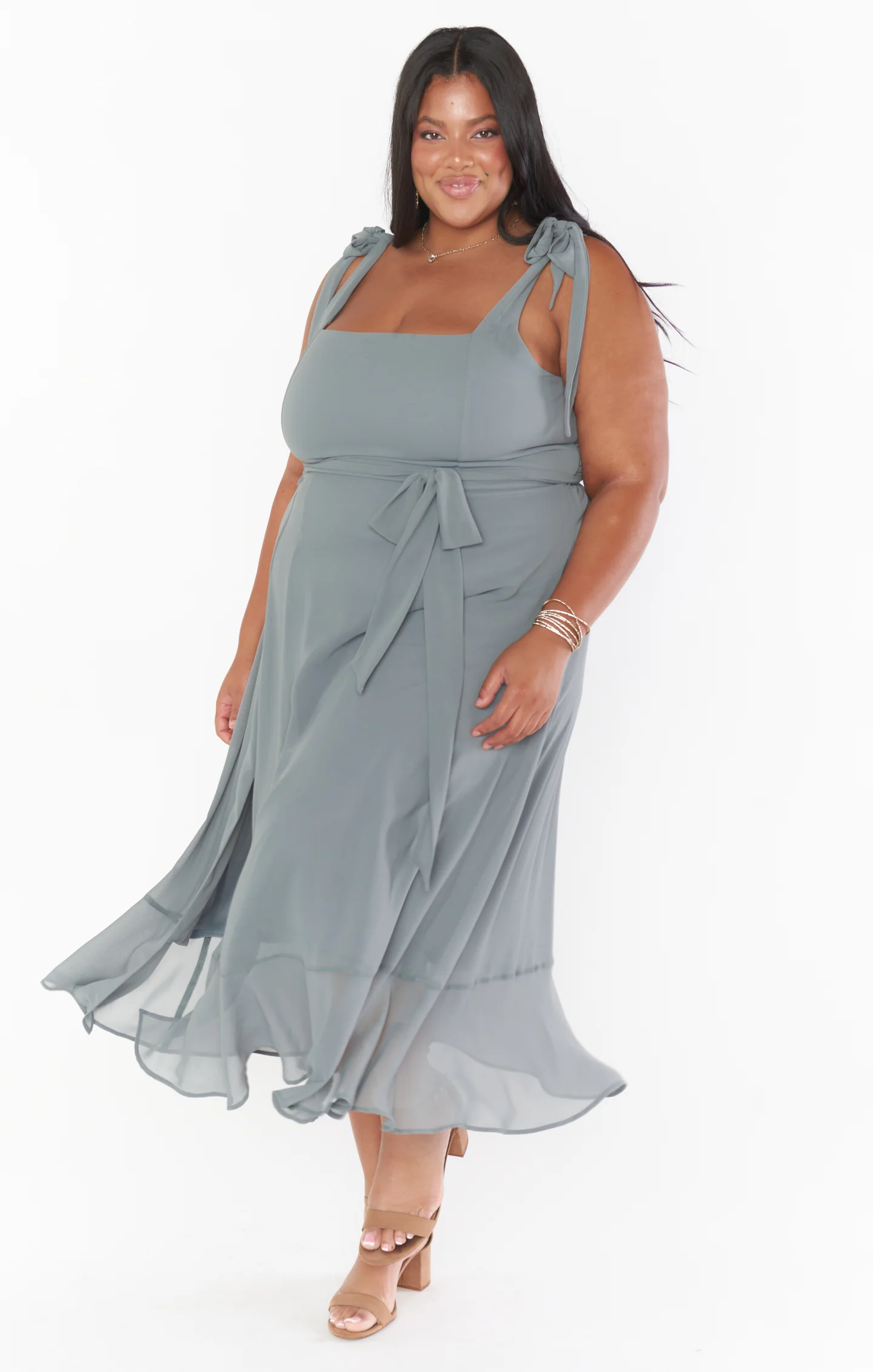 Claire Midi Dress ~ Deep Sage Chiffon - Image 4