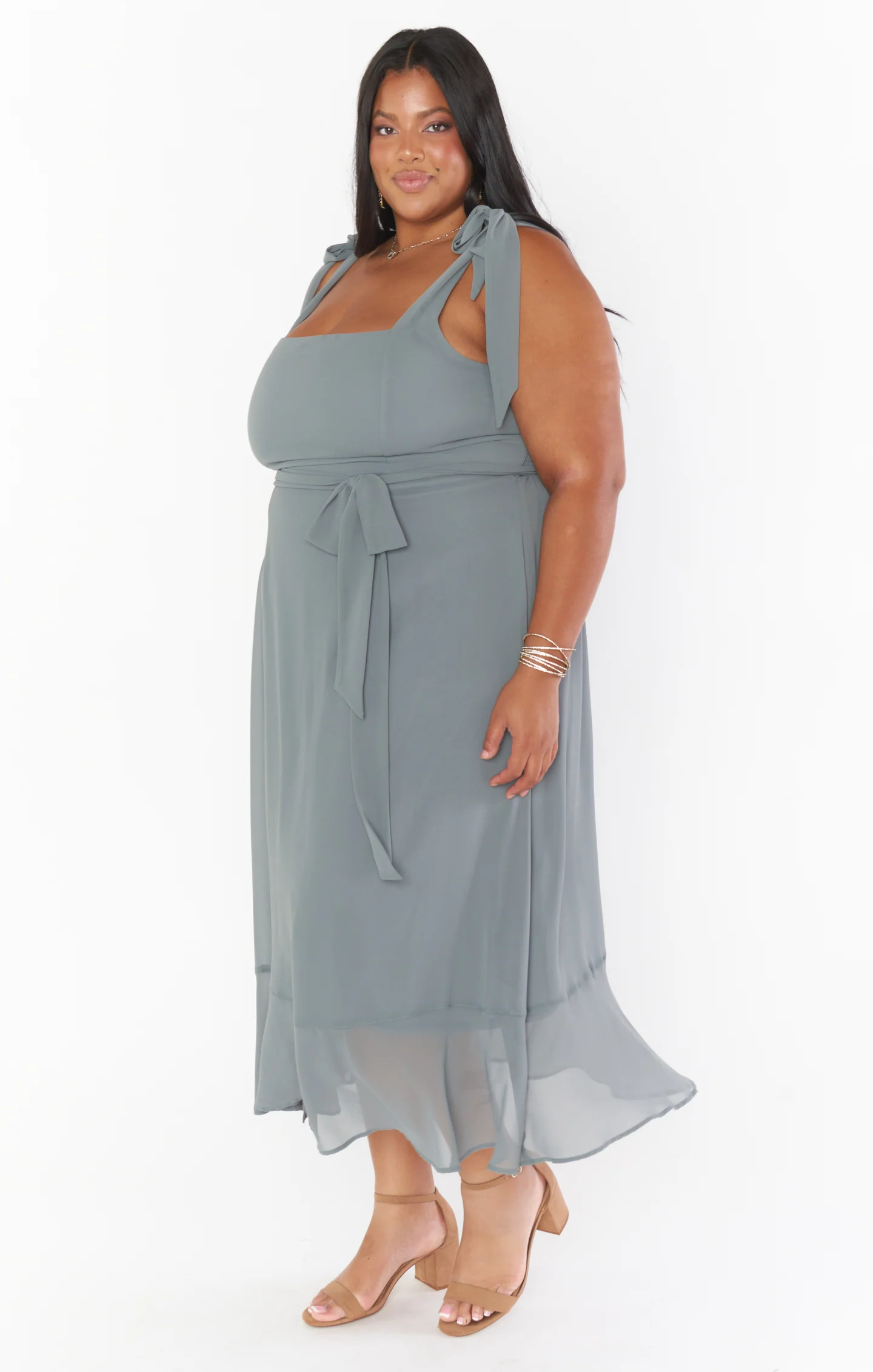 Claire Midi Dress ~ Deep Sage Chiffon - Image 7