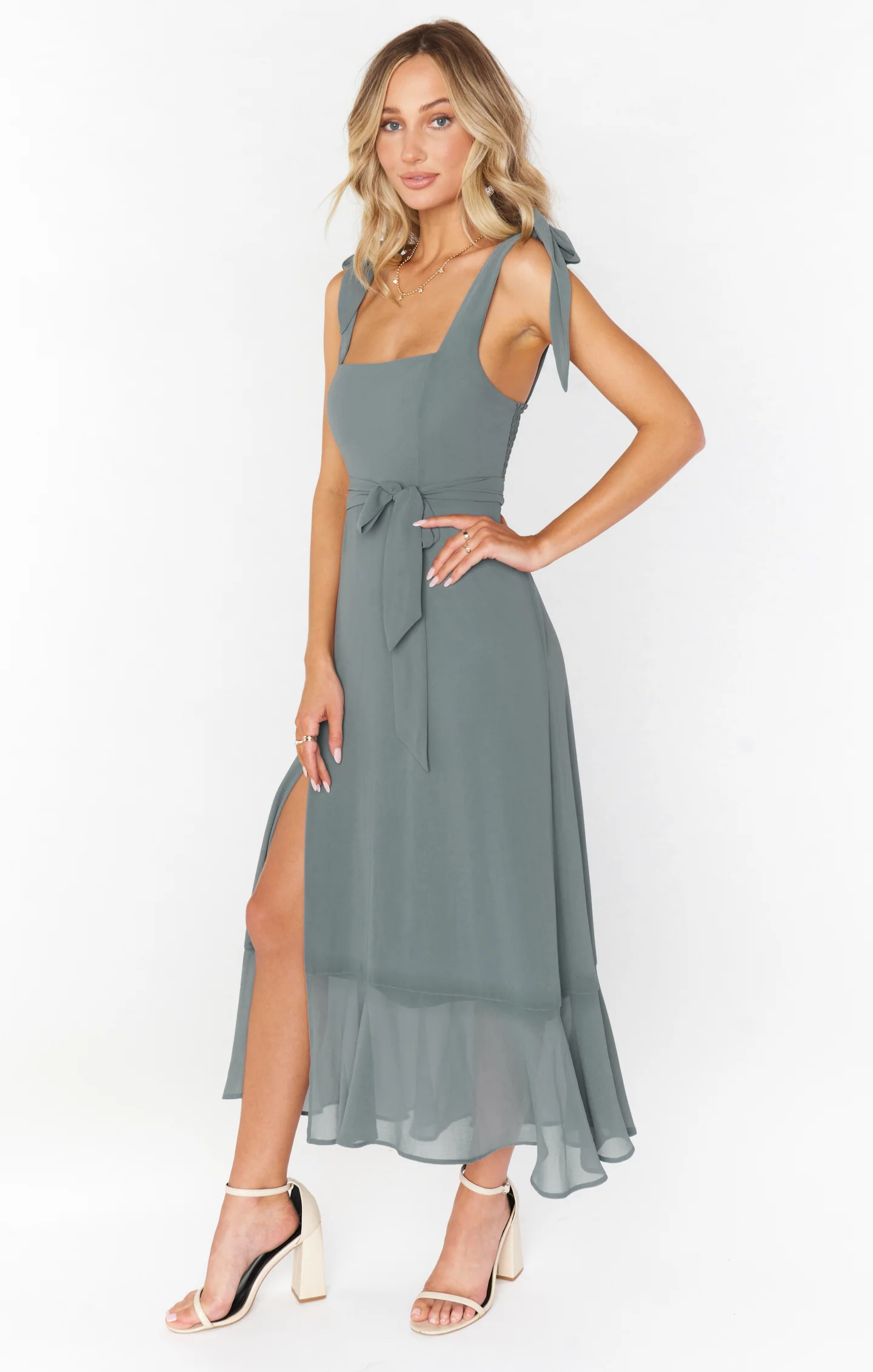 Claire Midi Dress ~ Deep Sage Chiffon - Image 8