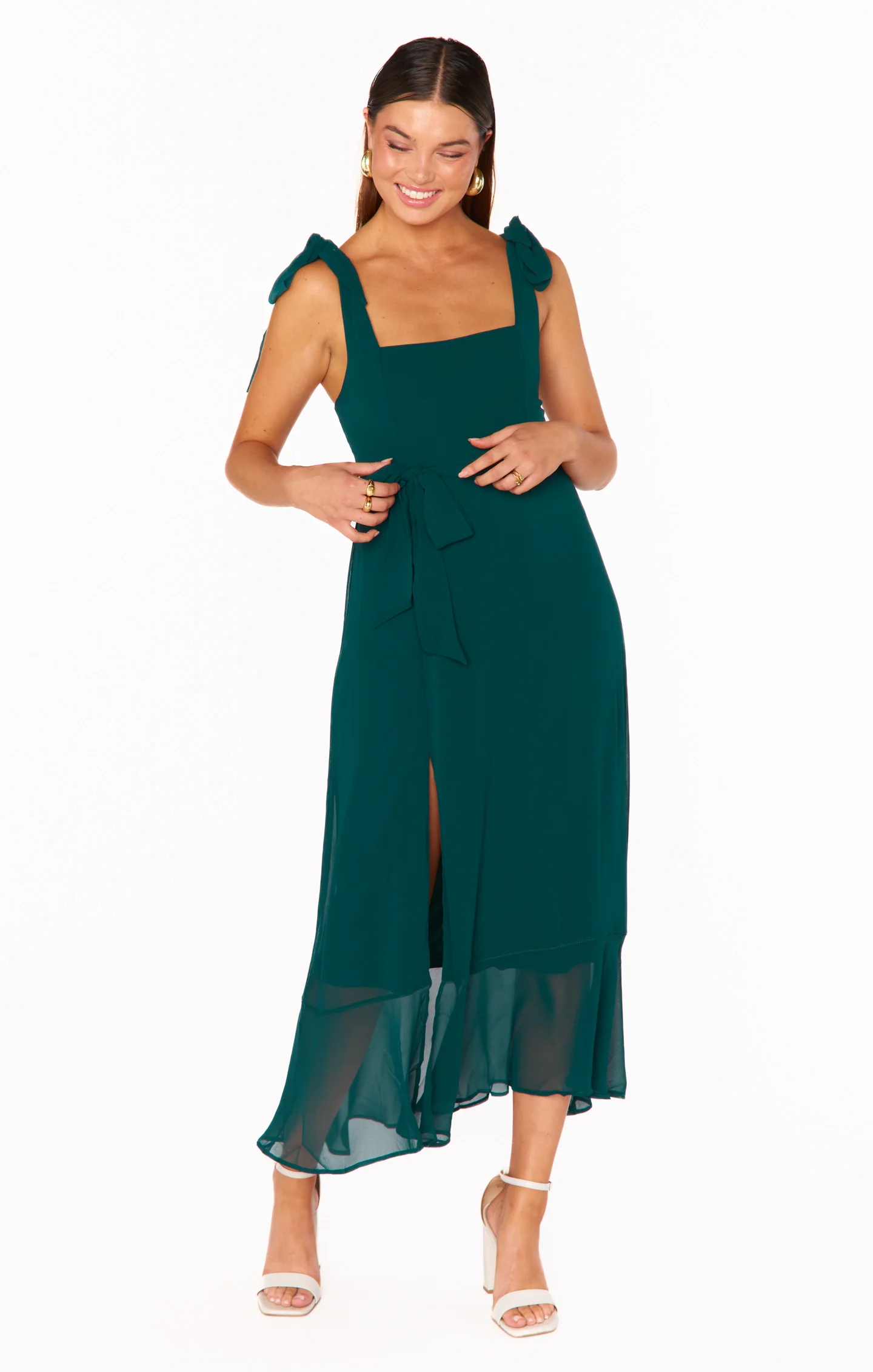 Claire Midi Dress ~ Emerald Chiffon - Image 12