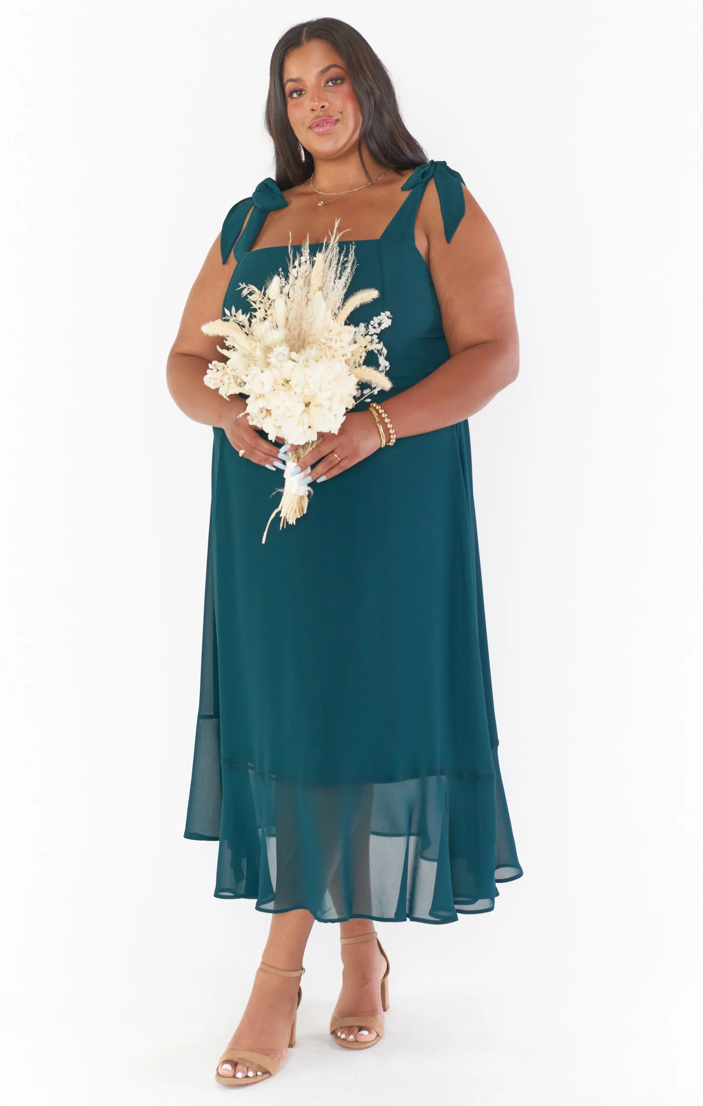 Claire Midi Dress ~ Emerald Chiffon - Image 13