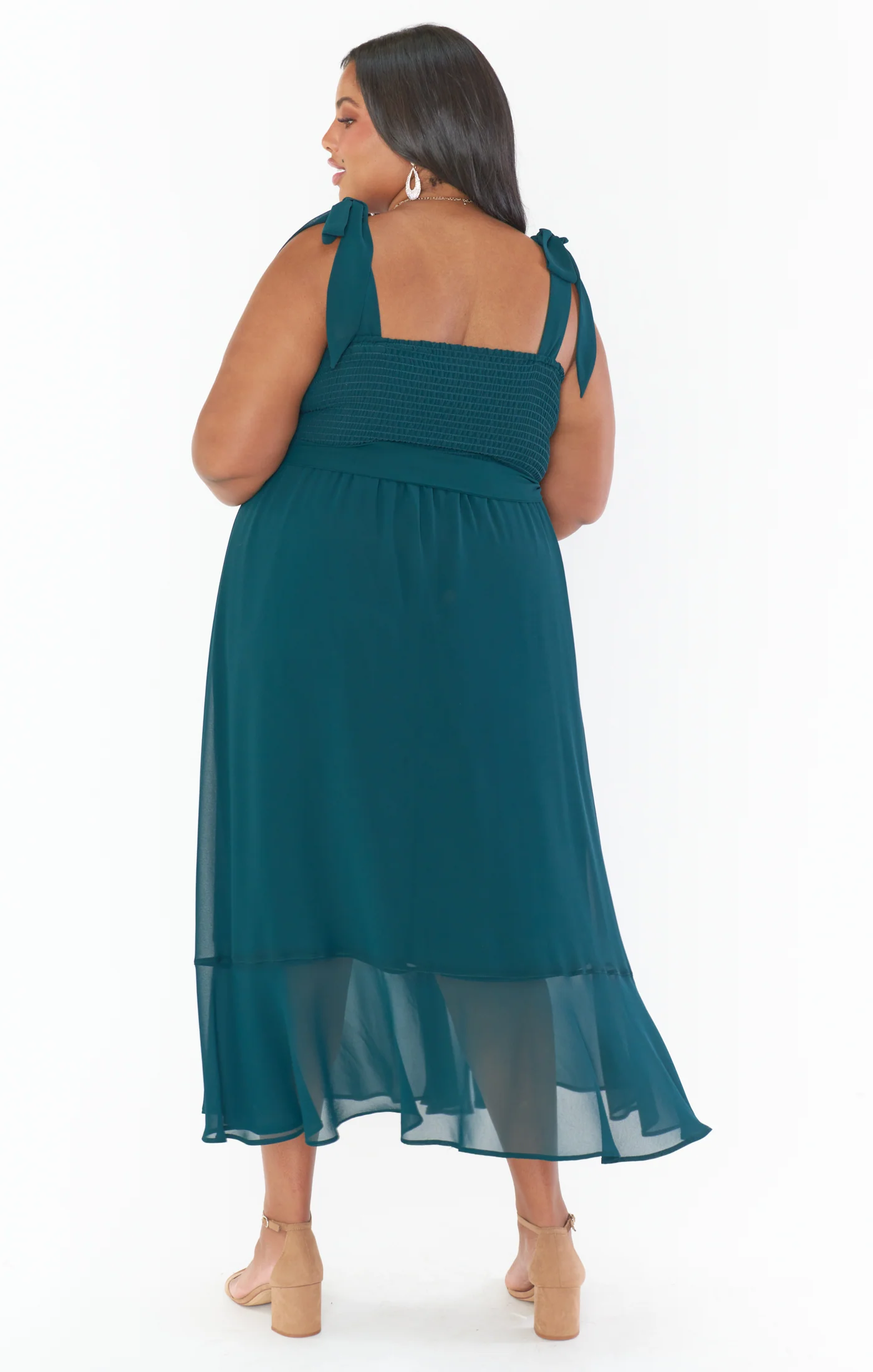 Claire Midi Dress ~ Emerald Chiffon - Image 16