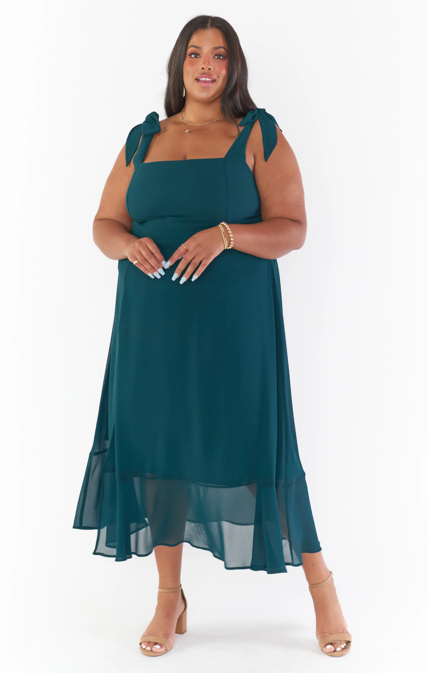 Claire Midi Dress ~ Emerald Chiffon - Image 17