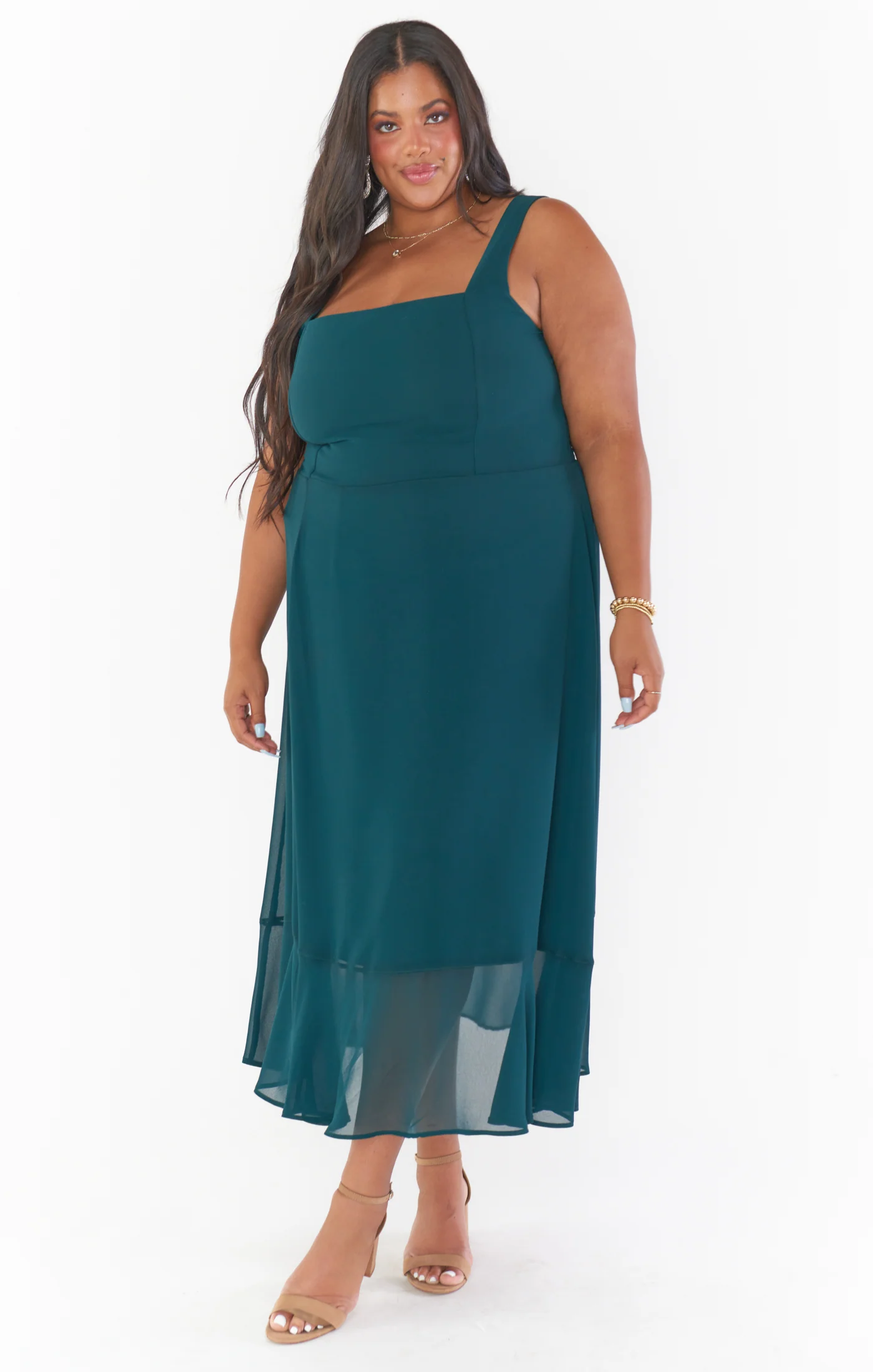 Claire Midi Dress ~ Emerald Chiffon - Image 18
