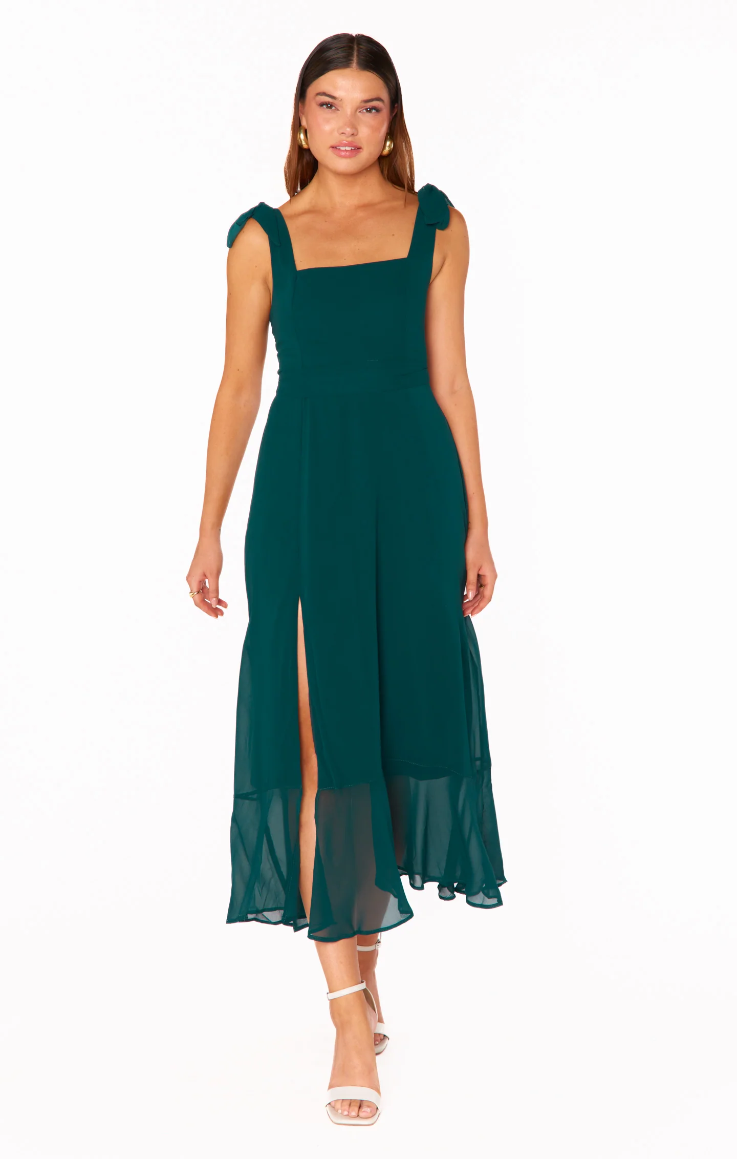 Claire Midi Dress ~ Emerald Chiffon - Image 4