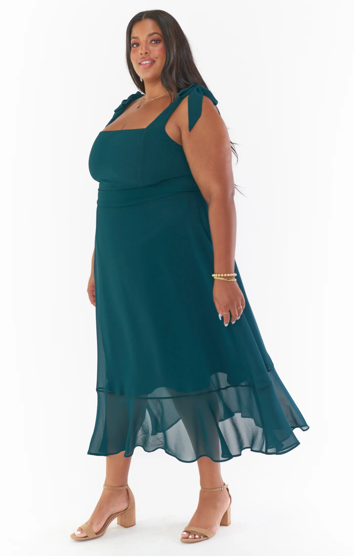 Claire Midi Dress ~ Emerald Chiffon - Image 5