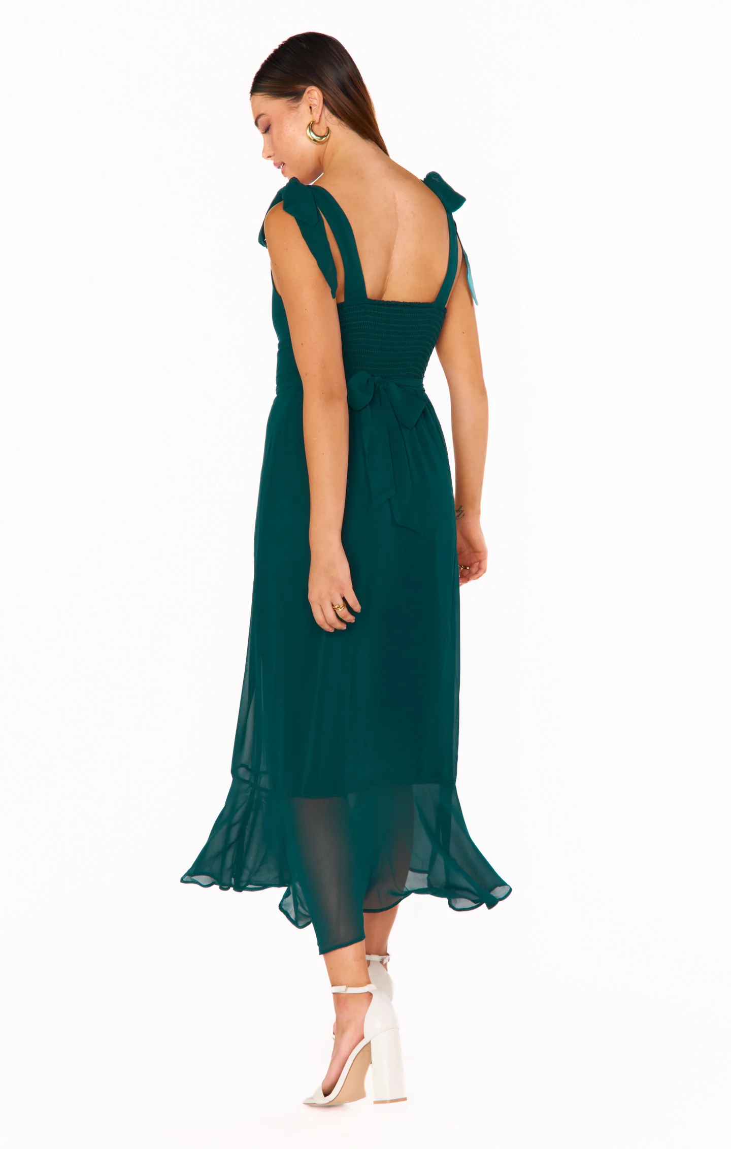 Claire Midi Dress ~ Emerald Chiffon - Image 8