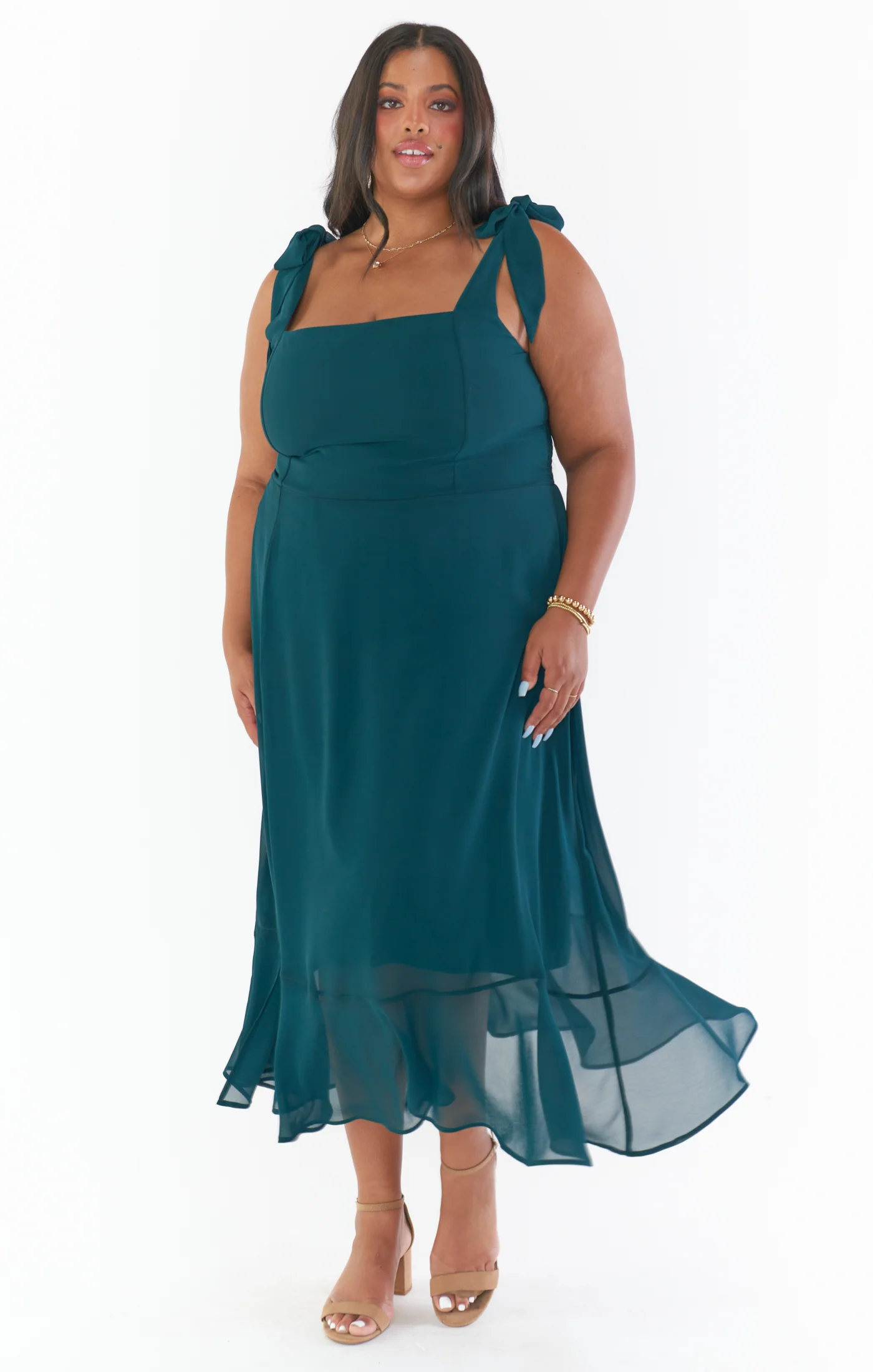 Claire Midi Dress ~ Emerald Chiffon - Image 9