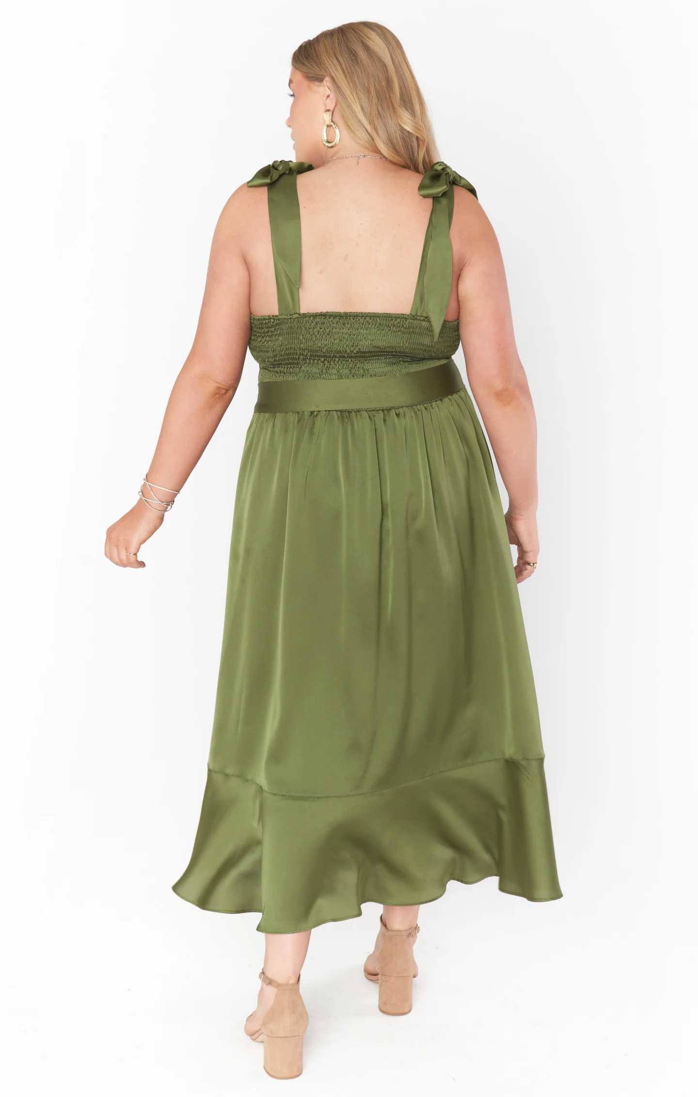 Claire Midi Dress ~ Rich Olive Luxe Satin - Image 8