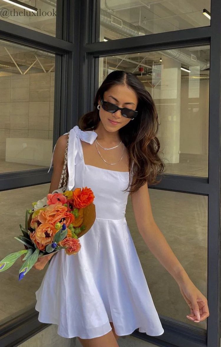 Claire Mini Dress ~ White Poplin - Image 5