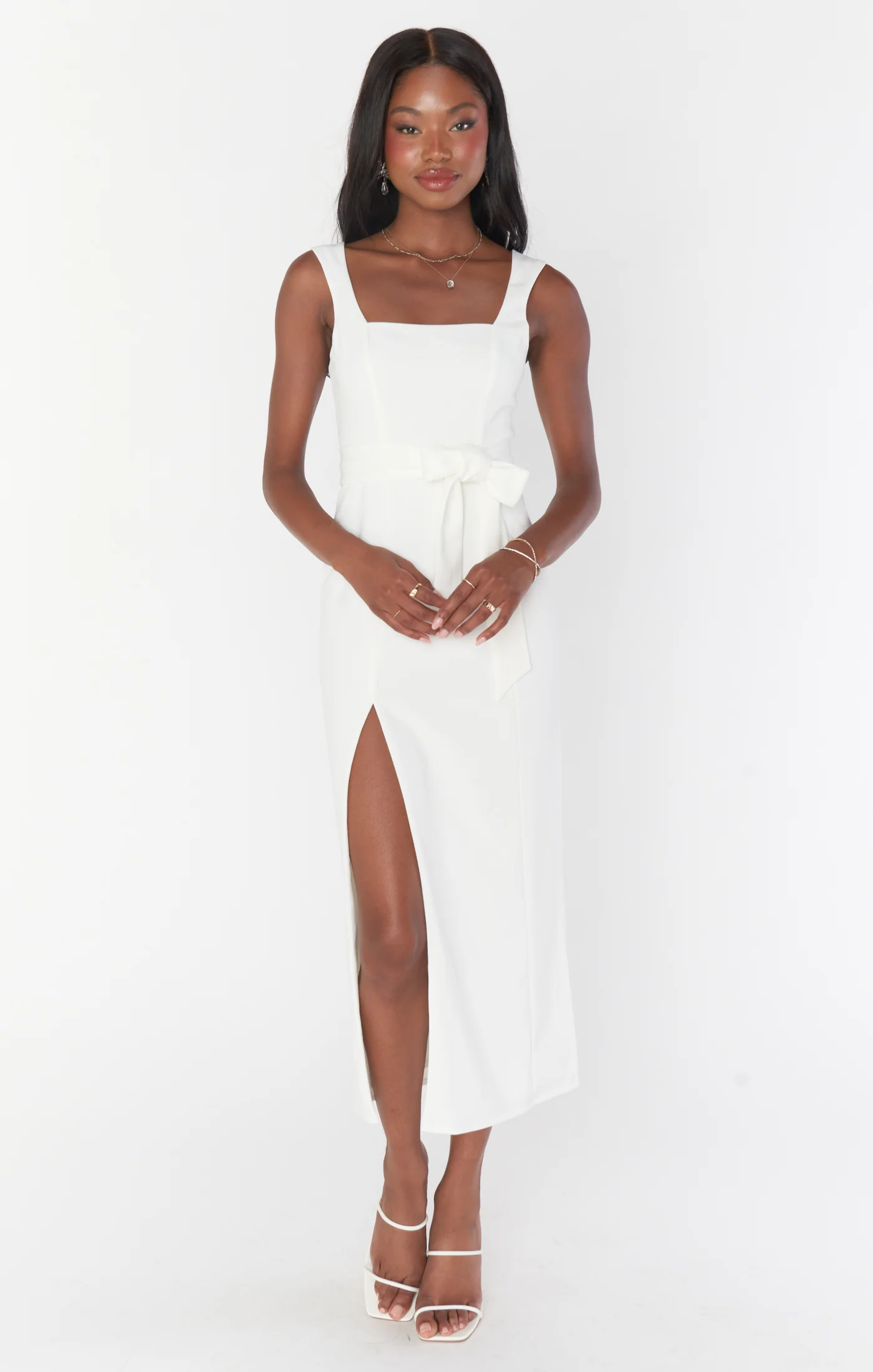 Eden Midi Dress ~ White Stretch - Image 10