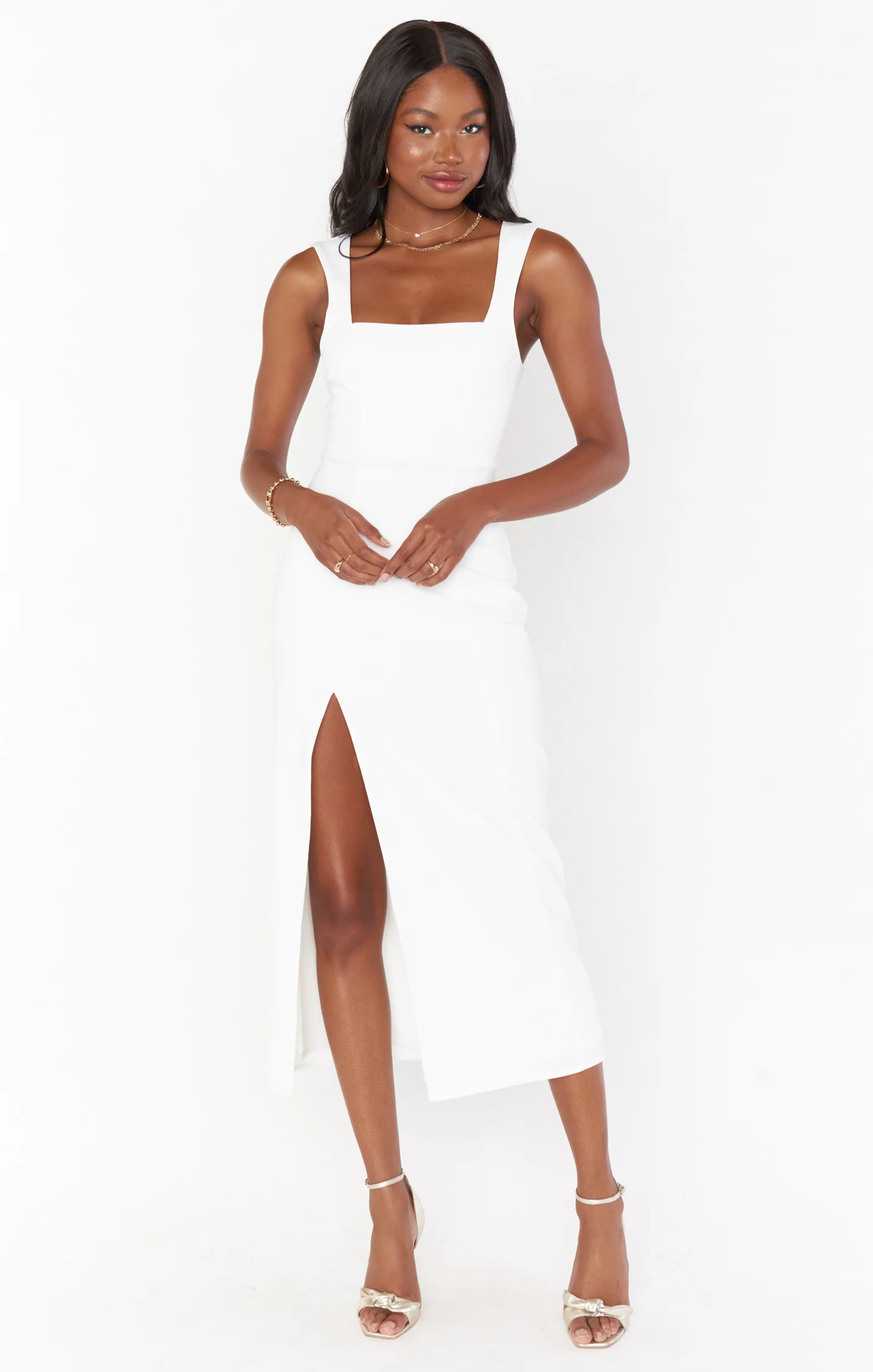 Eden Midi Dress ~ White Stretch - Image 3