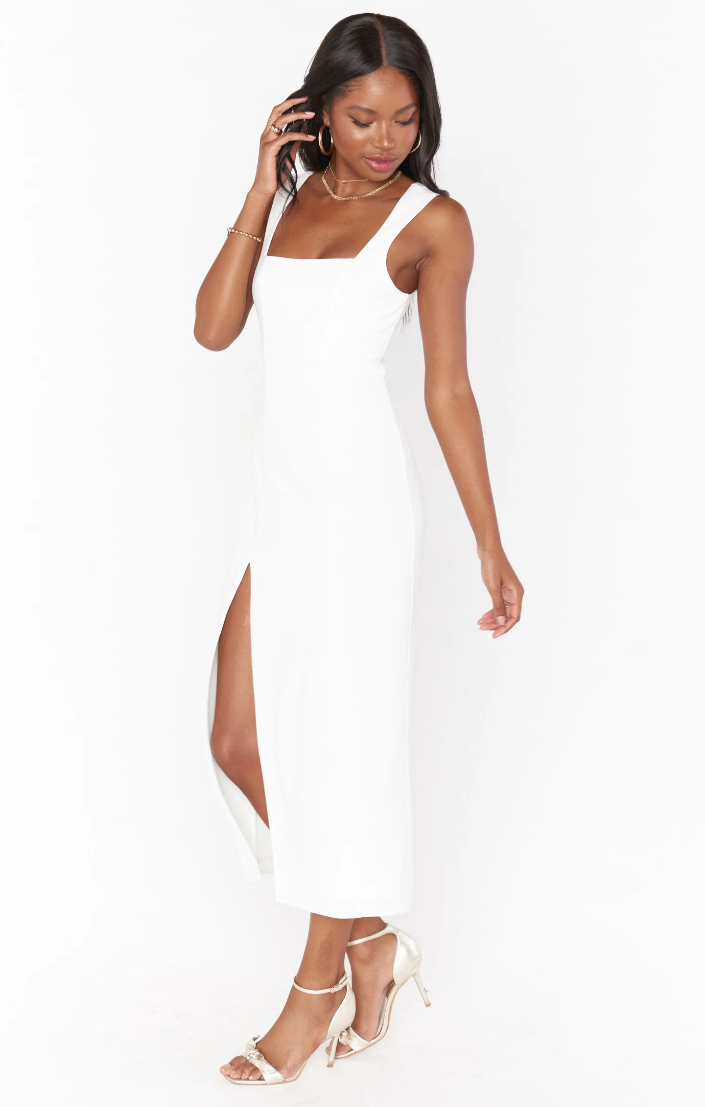 Eden Midi Dress ~ White Stretch - Image 5
