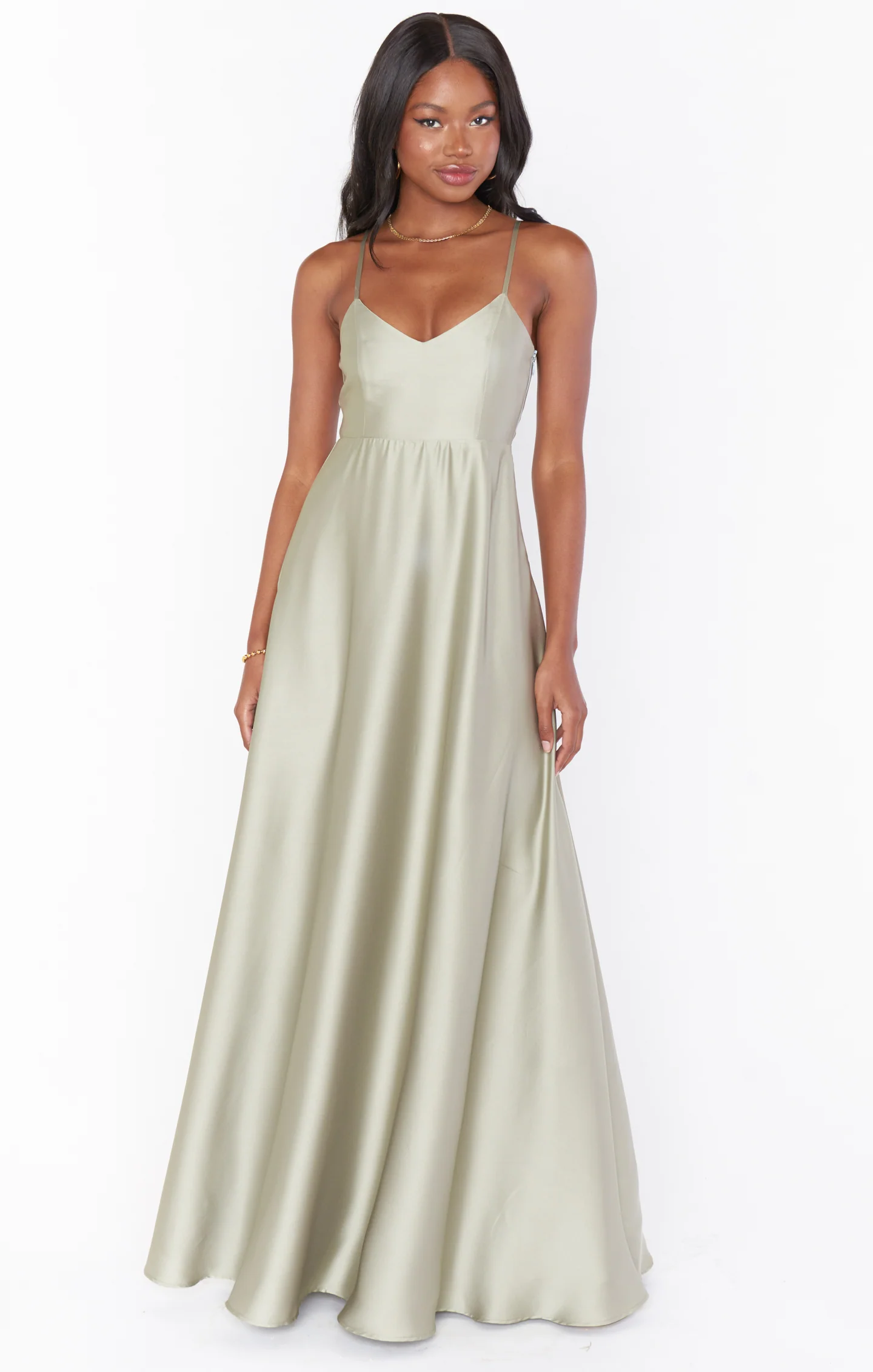 Faith Maxi Dress ~ Moss Green Luxe Satin - Image 3