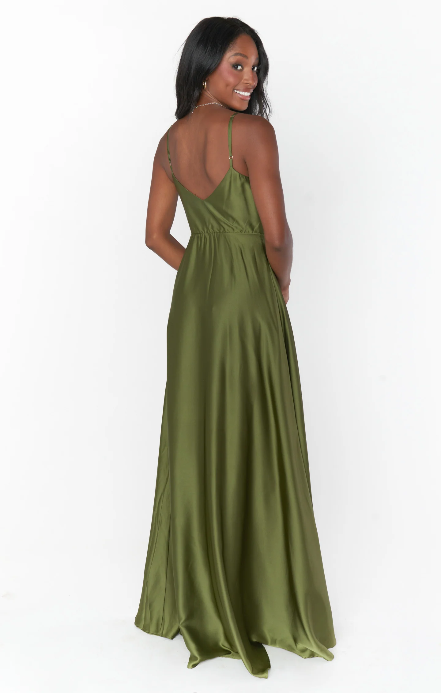 Faith Maxi Dress ~ Rich Olive Luxe Satin - Image 4