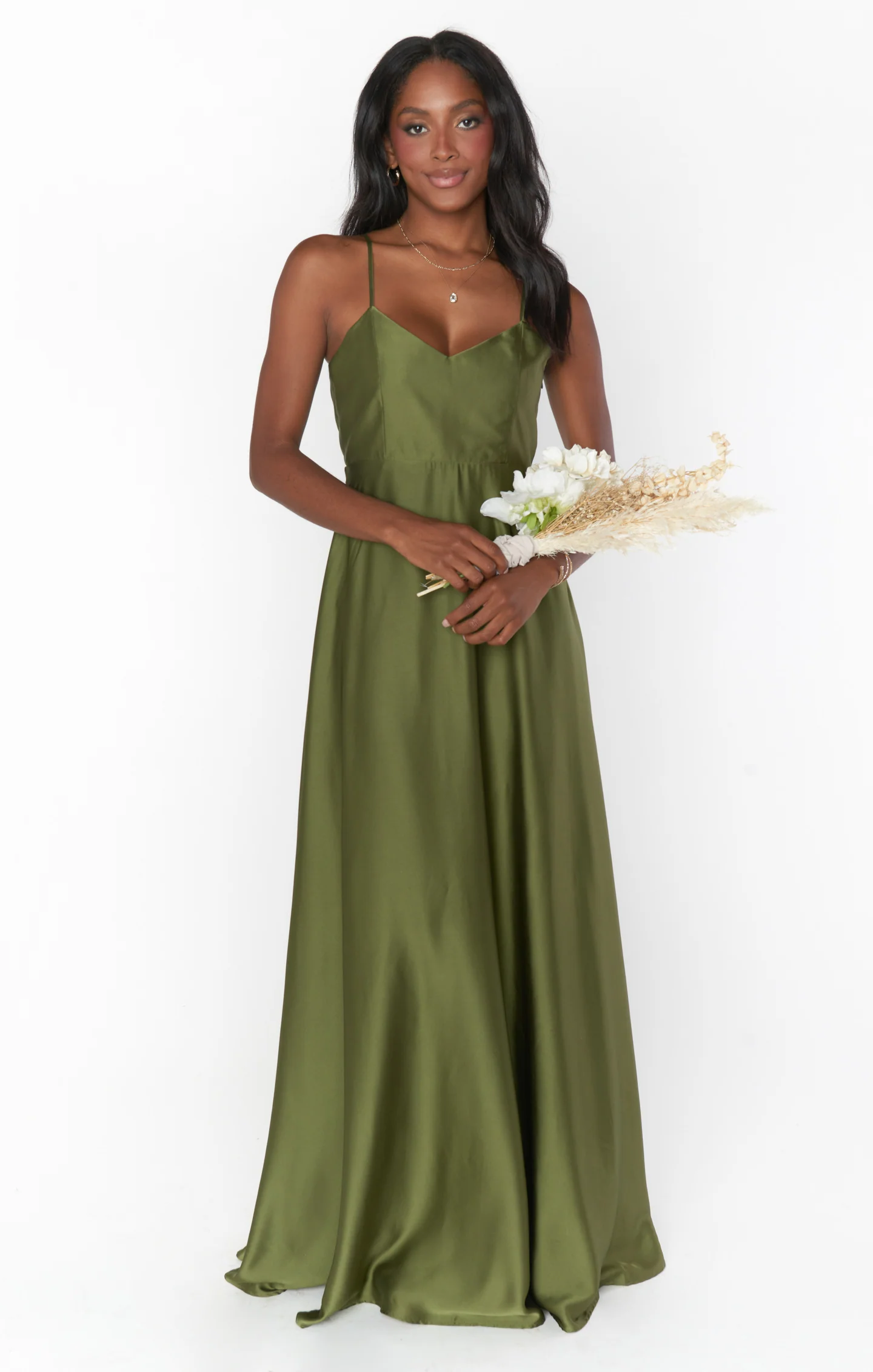 Faith Maxi Dress ~ Rich Olive Luxe Satin - Image 5