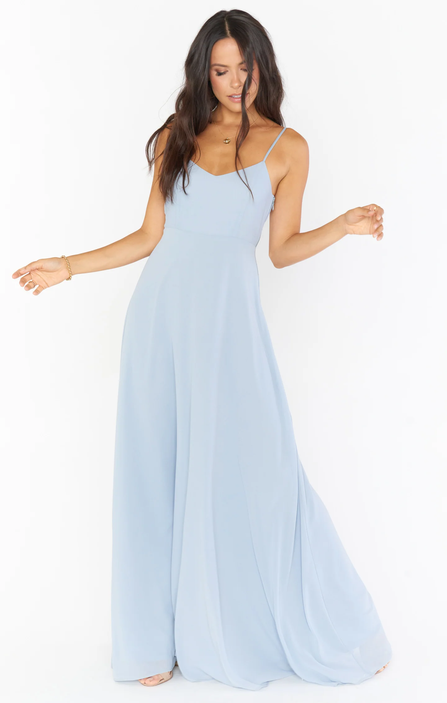 Faith Maxi Dress ~ Steel Blue Chiffon - Image 5