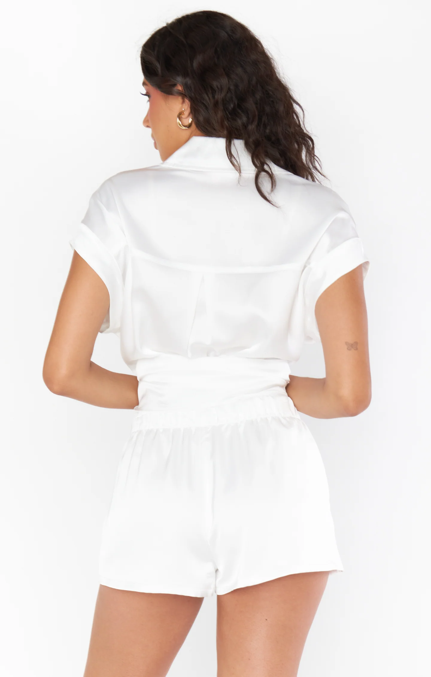 Glam Time Shorts ~ Ivory Luxe Satin - Image 3