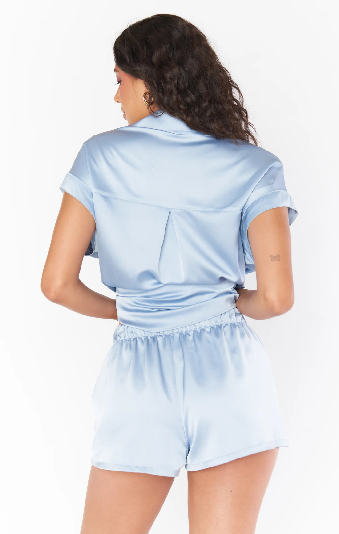 Glam Time Shorts ~ Steel Blue Luxe Satin - Image 6