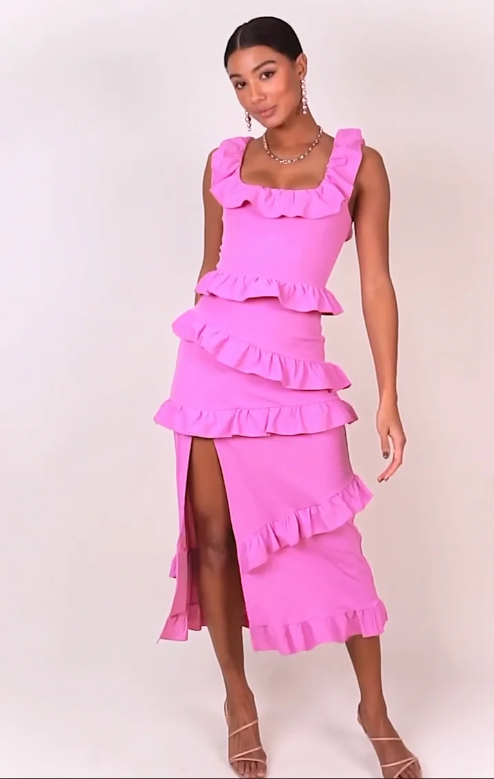 Greta Dress ~ Pink Lilac Stretch - Image 10