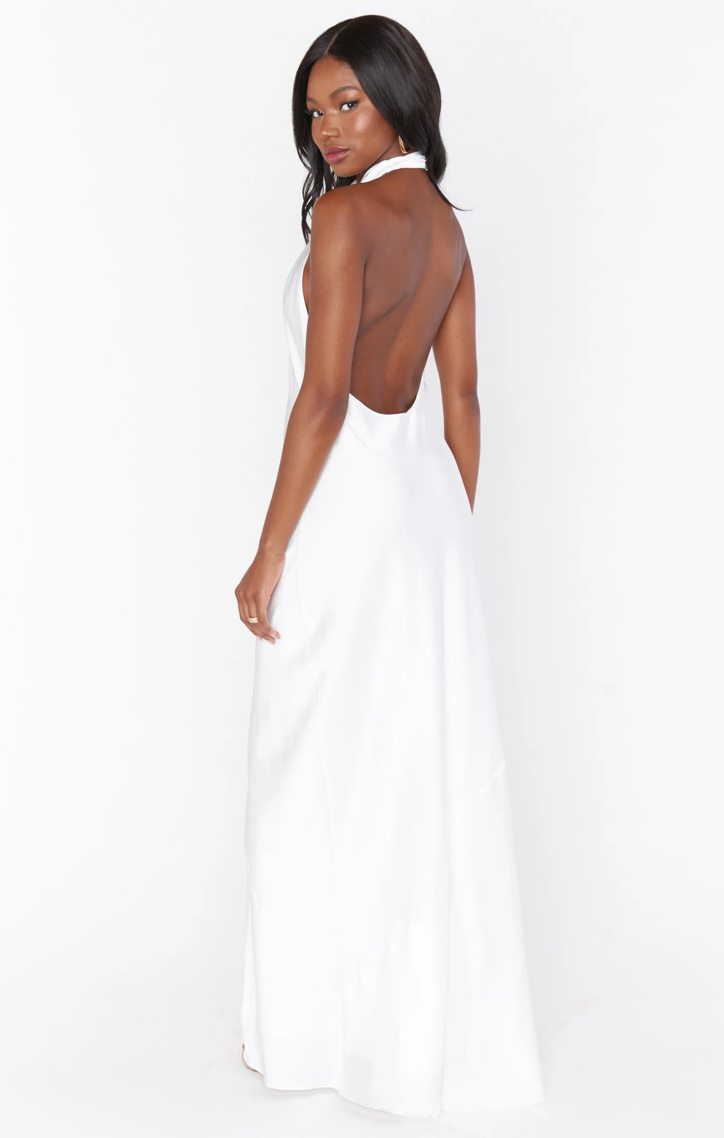Jasmine Halter Maxi Dress ~ Ivory Luxe Satin - Image 6