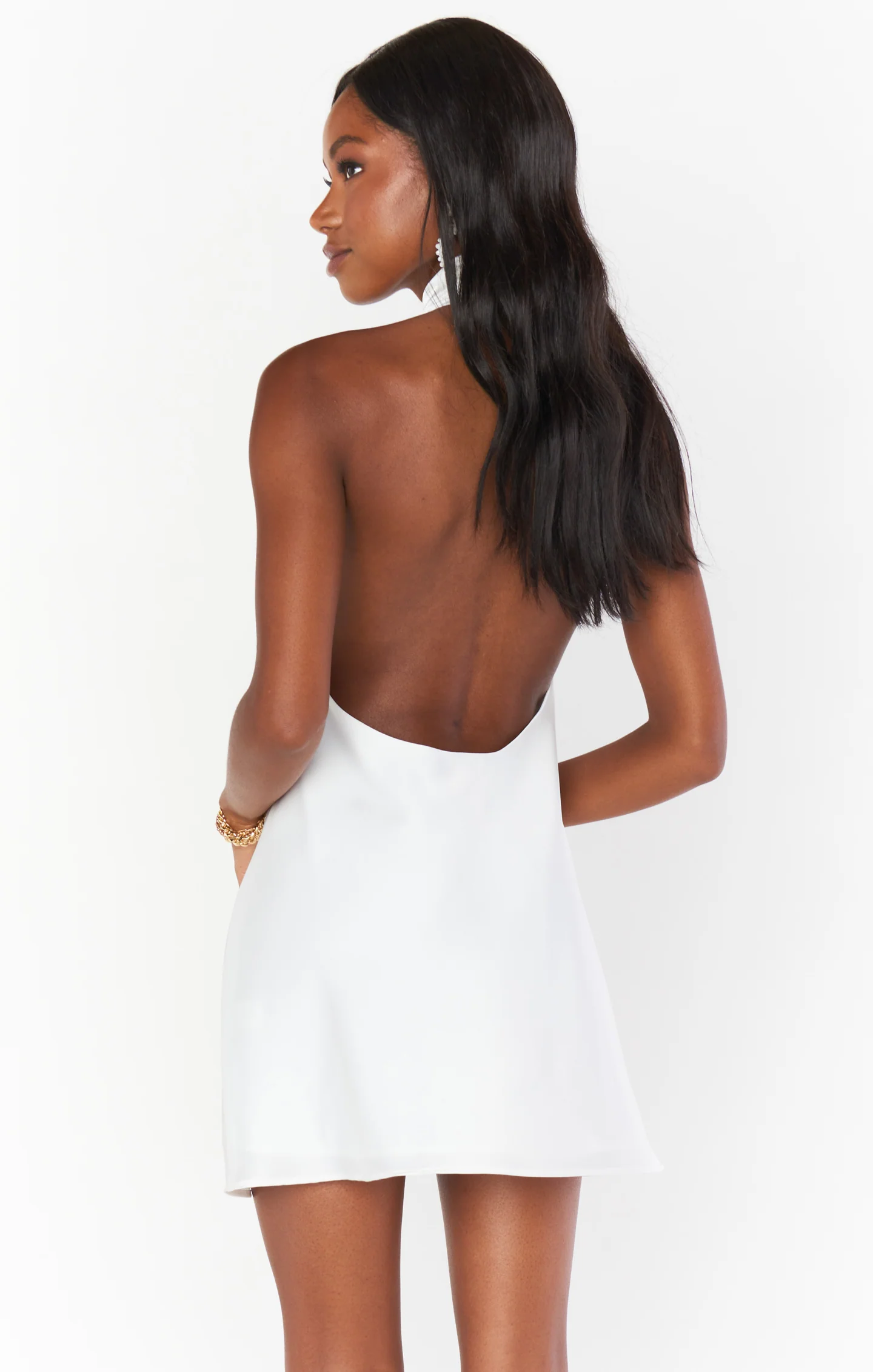 Jasmine Halter Mini Dress ~ Ivory Luxe Satin - Image 10