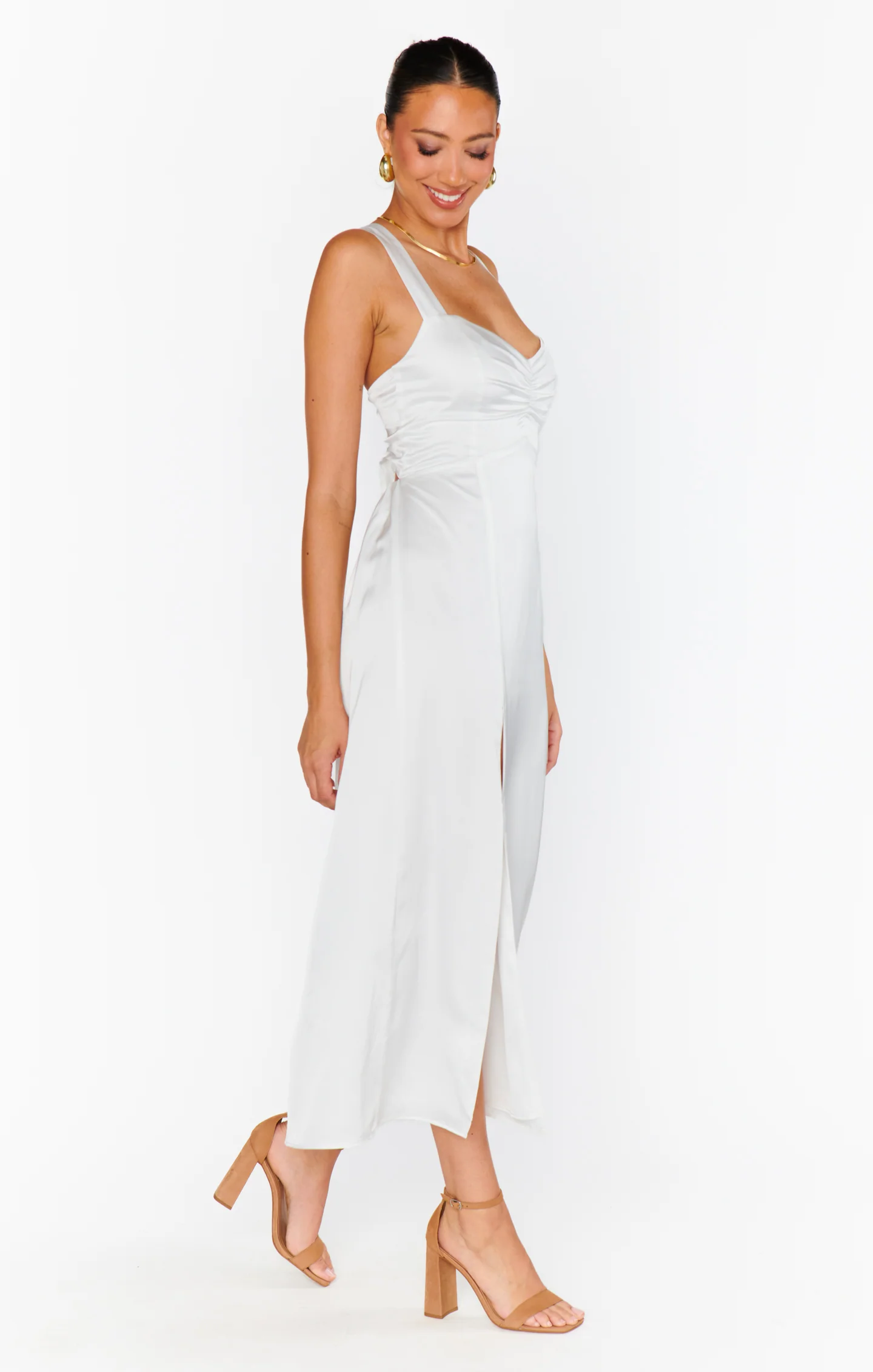 Mina Midi Dress ~ Ivory Luxe Satin - Image 4