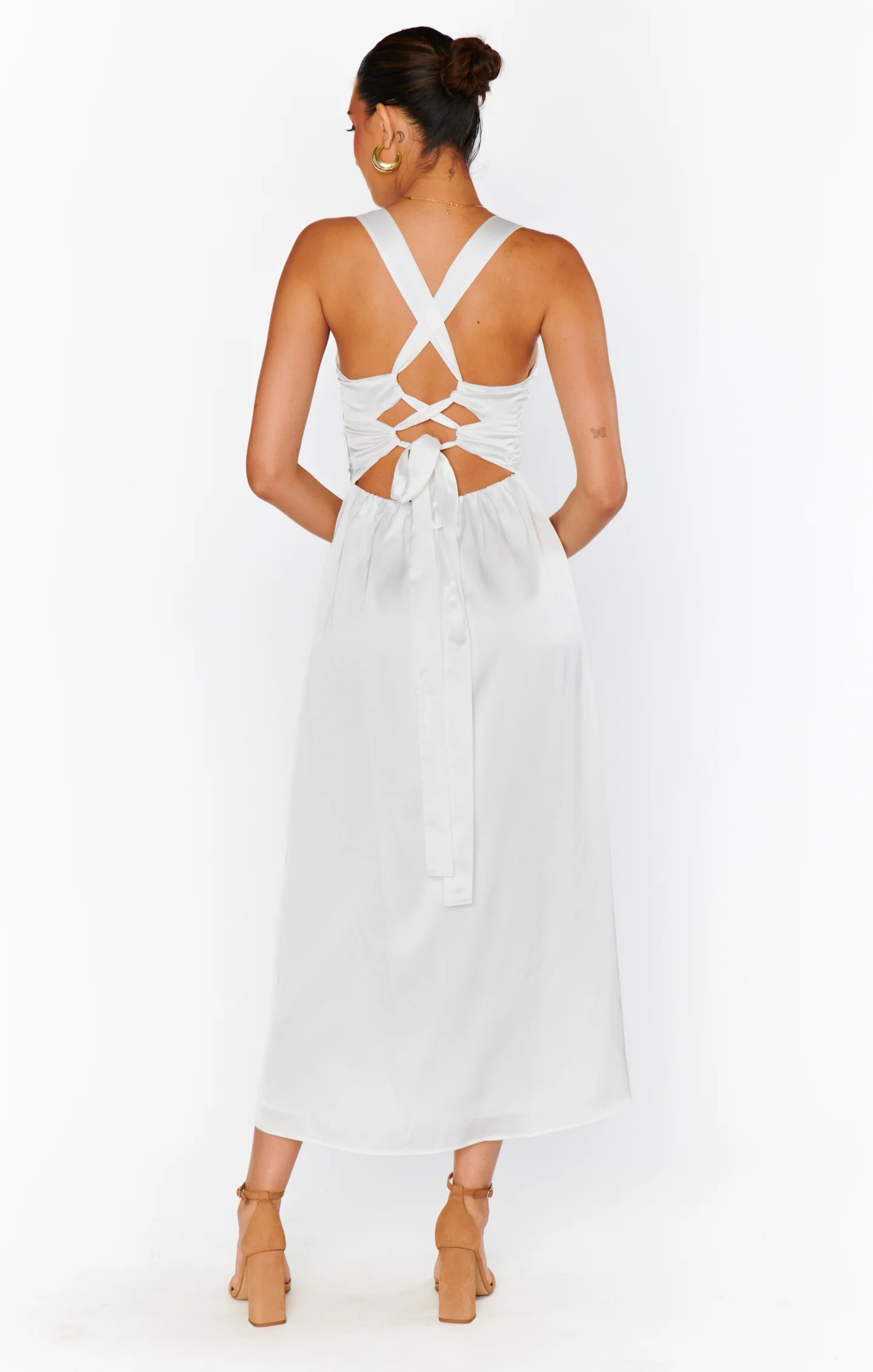 Mina Midi Dress ~ Ivory Luxe Satin - Image 6