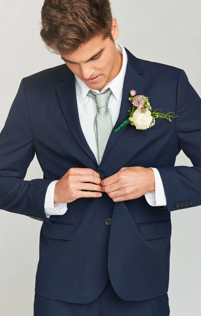 Nico Neck Tie ~ Silver Sage Dot - Image 5