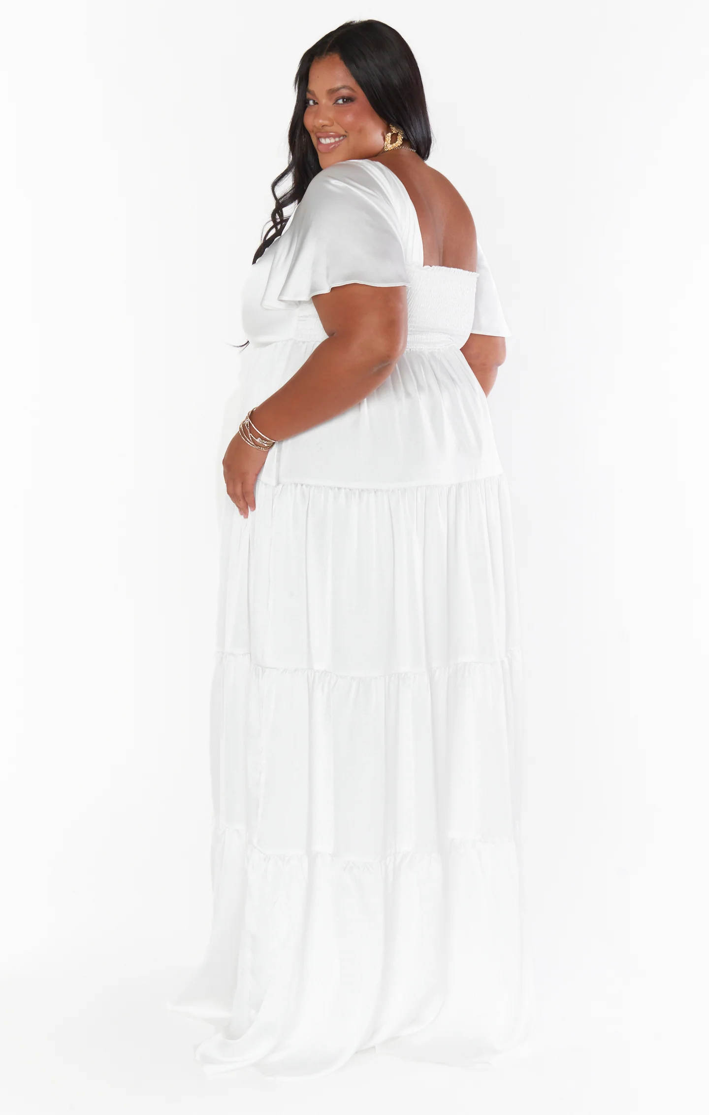 Nicole Maxi Dress ~ Ivory Luxe Satin - Image 4