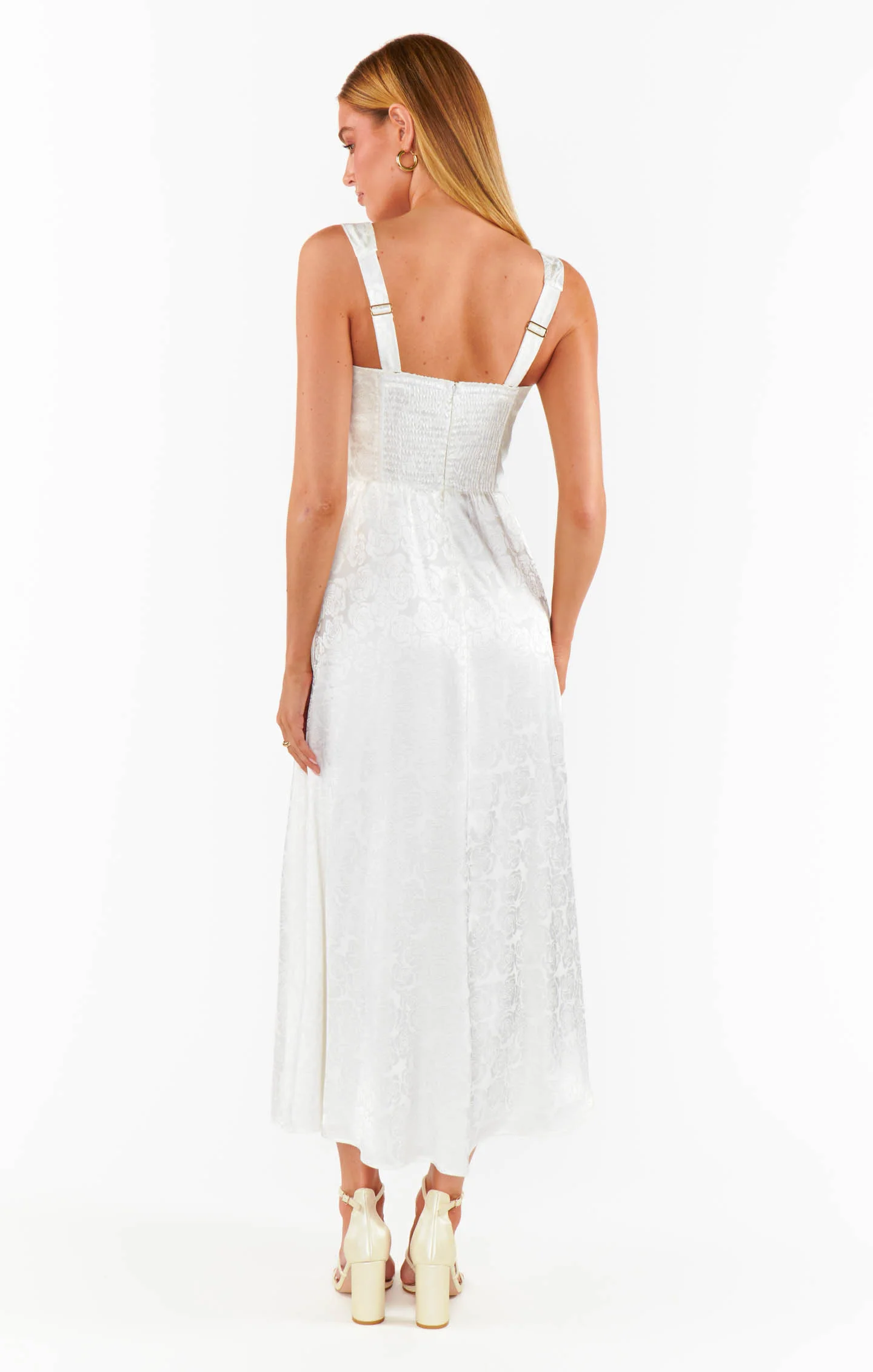 Nina Midi Dress ~ White Rose Satin - Image 5