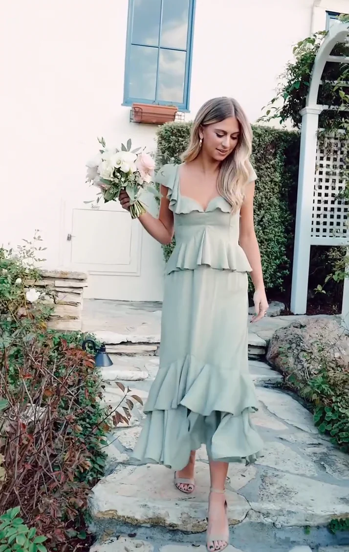 Reese Ruffle Dress ~ Moss Green Crisp - Image 6