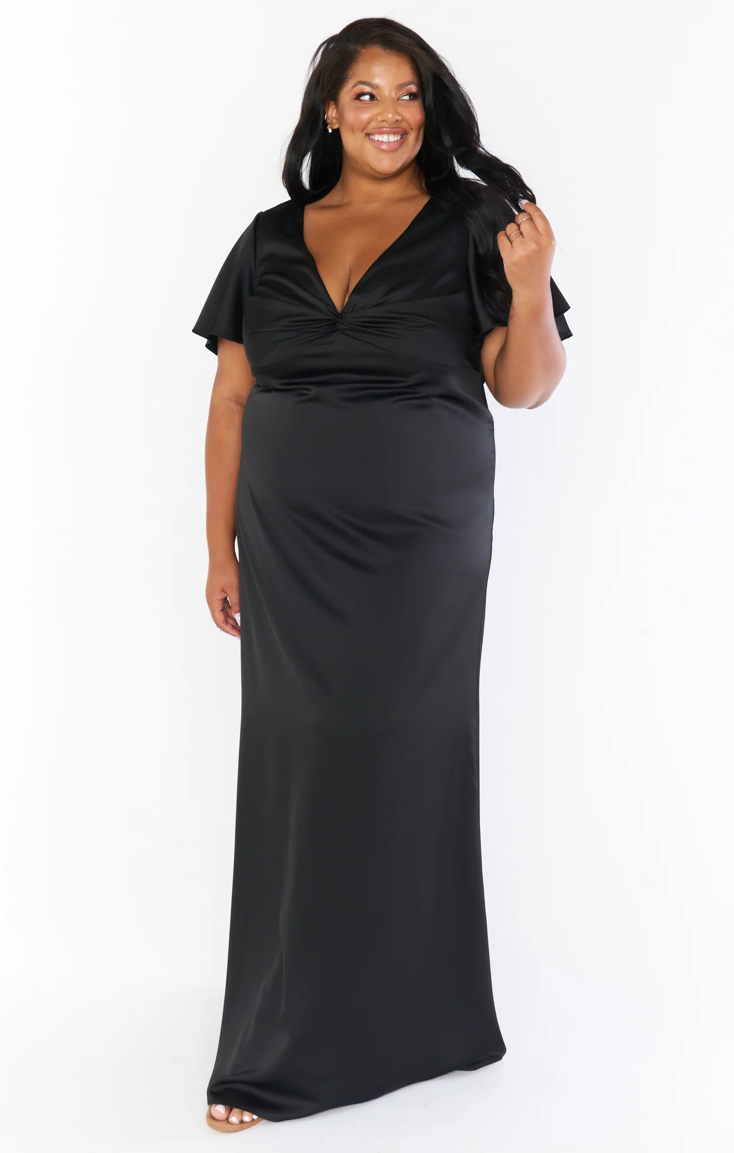 Rome Twist Gown ~ Black Luxe Satin - Image 11