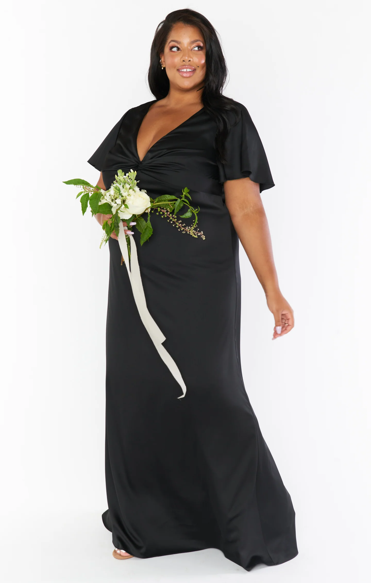 Rome Twist Gown ~ Black Luxe Satin - Image 8