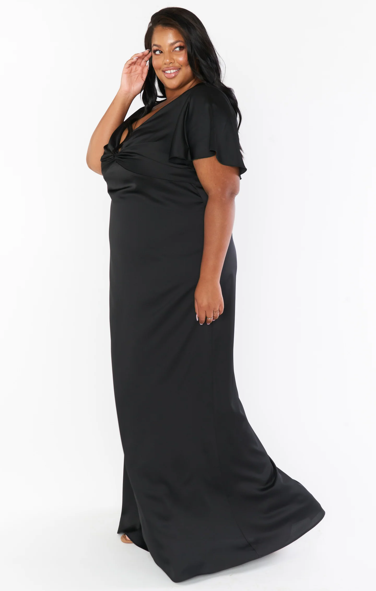 Rome Twist Gown ~ Black Luxe Satin - Image 9