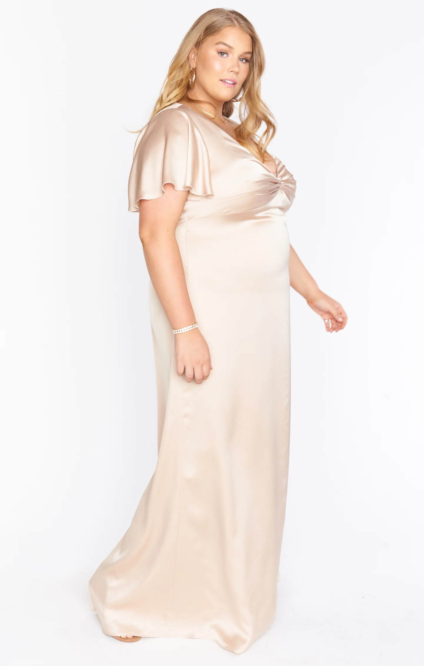 Rome Twist Gown ~ Champagne Luxe Satin - Image 10