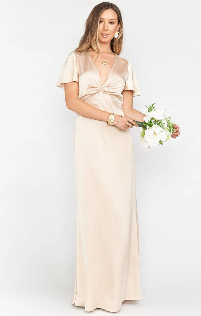 Rome Twist Gown ~ Champagne Luxe Satin - Image 20