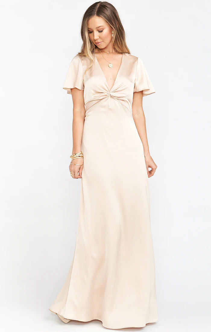Rome Twist Gown ~ Champagne Luxe Satin - Image 7