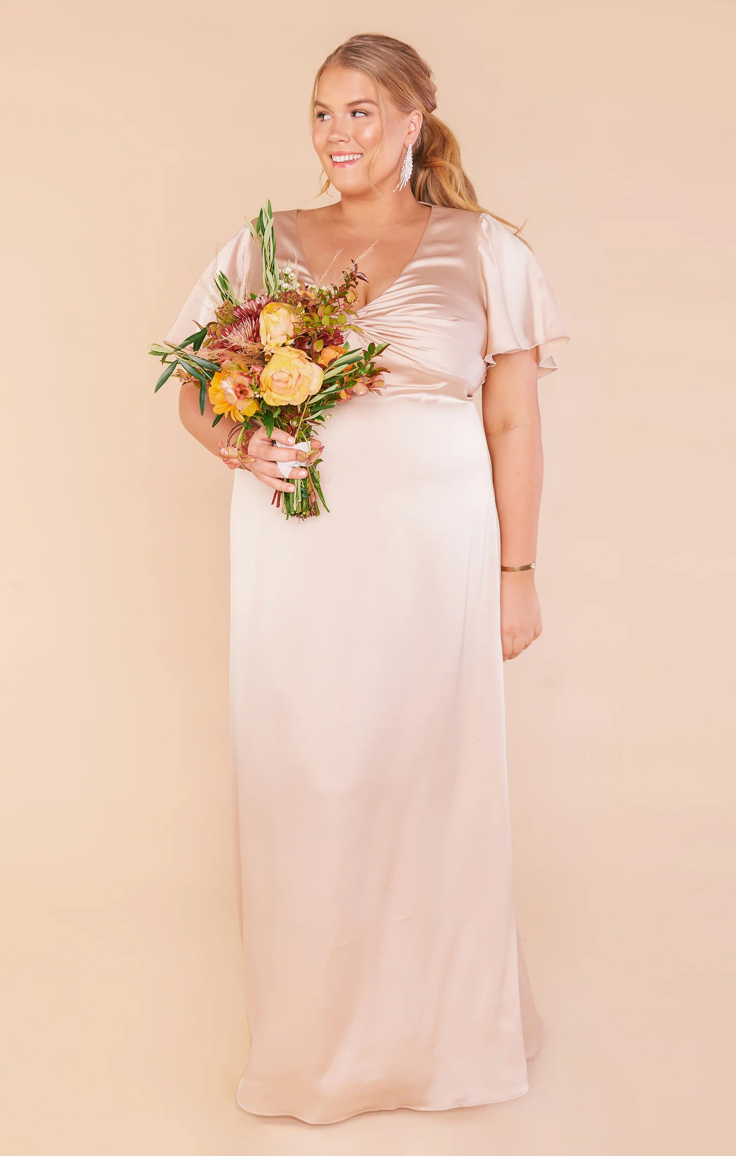 Rome Twist Gown ~ Champagne Luxe Satin - Image 9