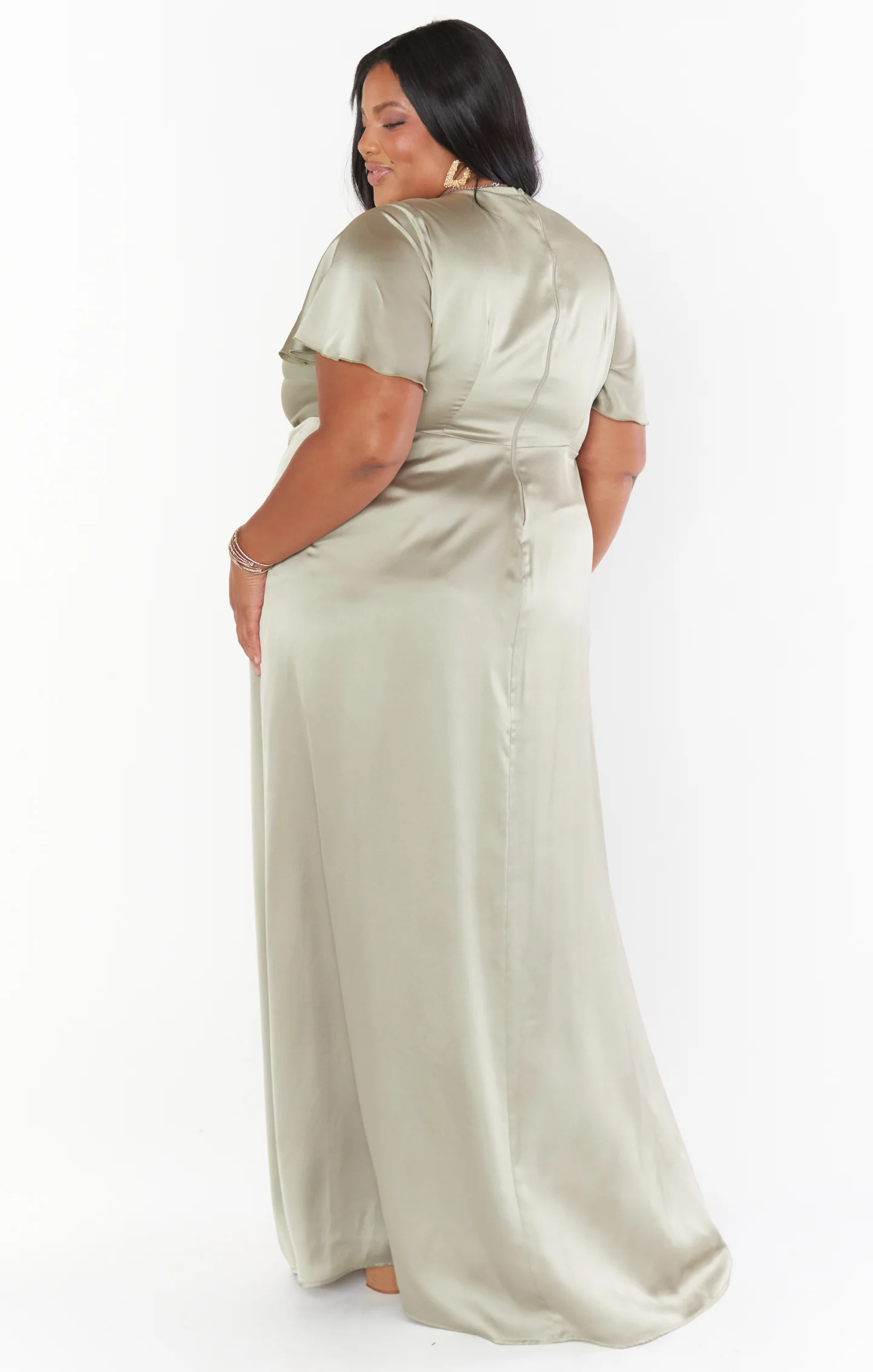 Rome Twist Gown ~ Moss Green Luxe Satin - Image 11